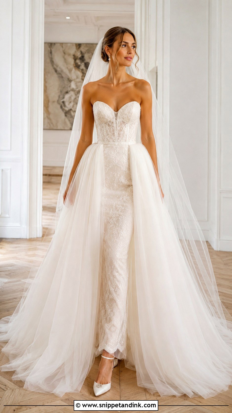 Detachable Overskirt Puffy Wedding Dress - Snippet and Ink - 25 Puffy Wedding Dresses