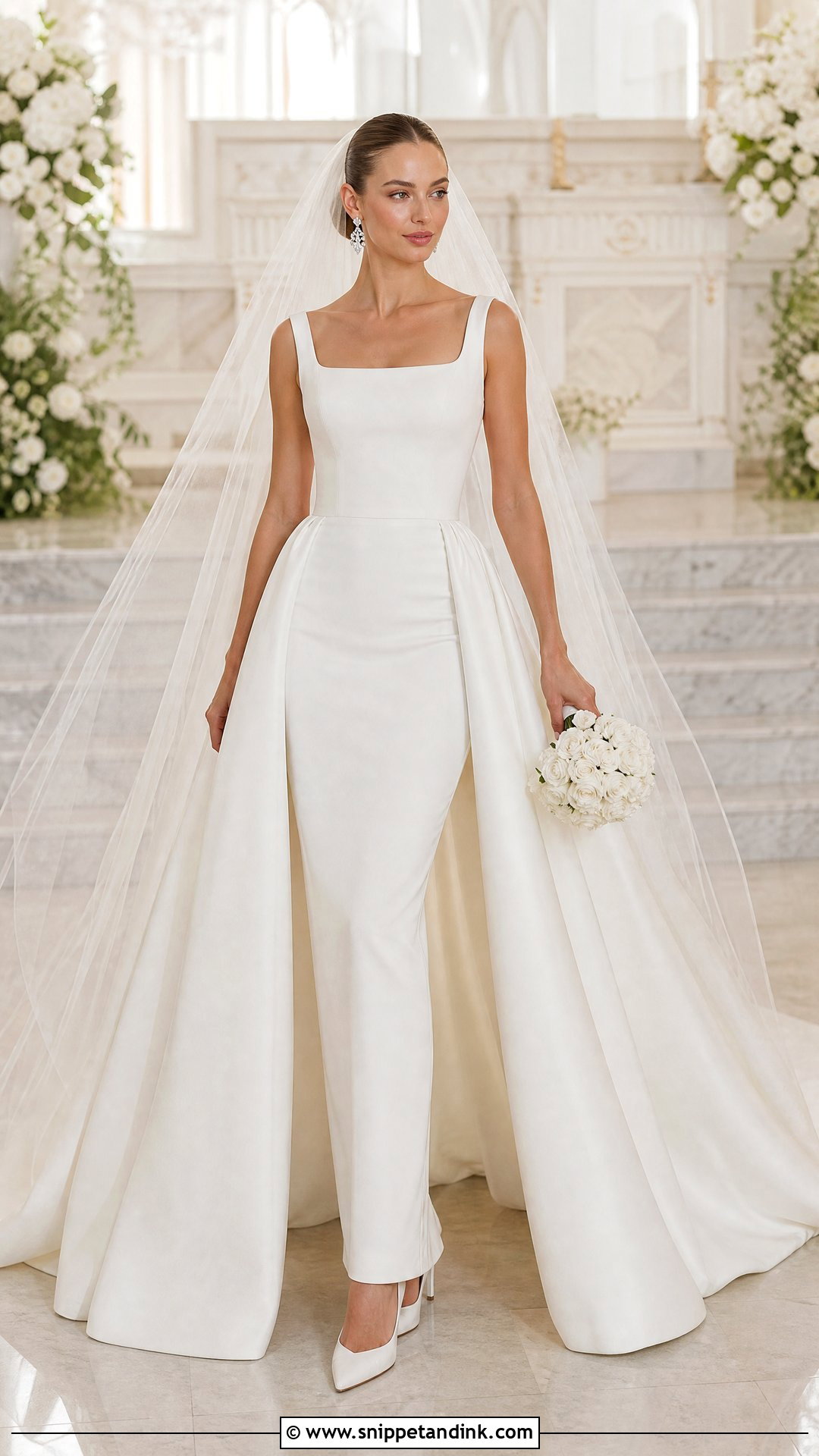 Detachable Overskirt Sabrina Wedding Dress - Snippet and Ink - 20 Sabrina Wedding Dress Ideas