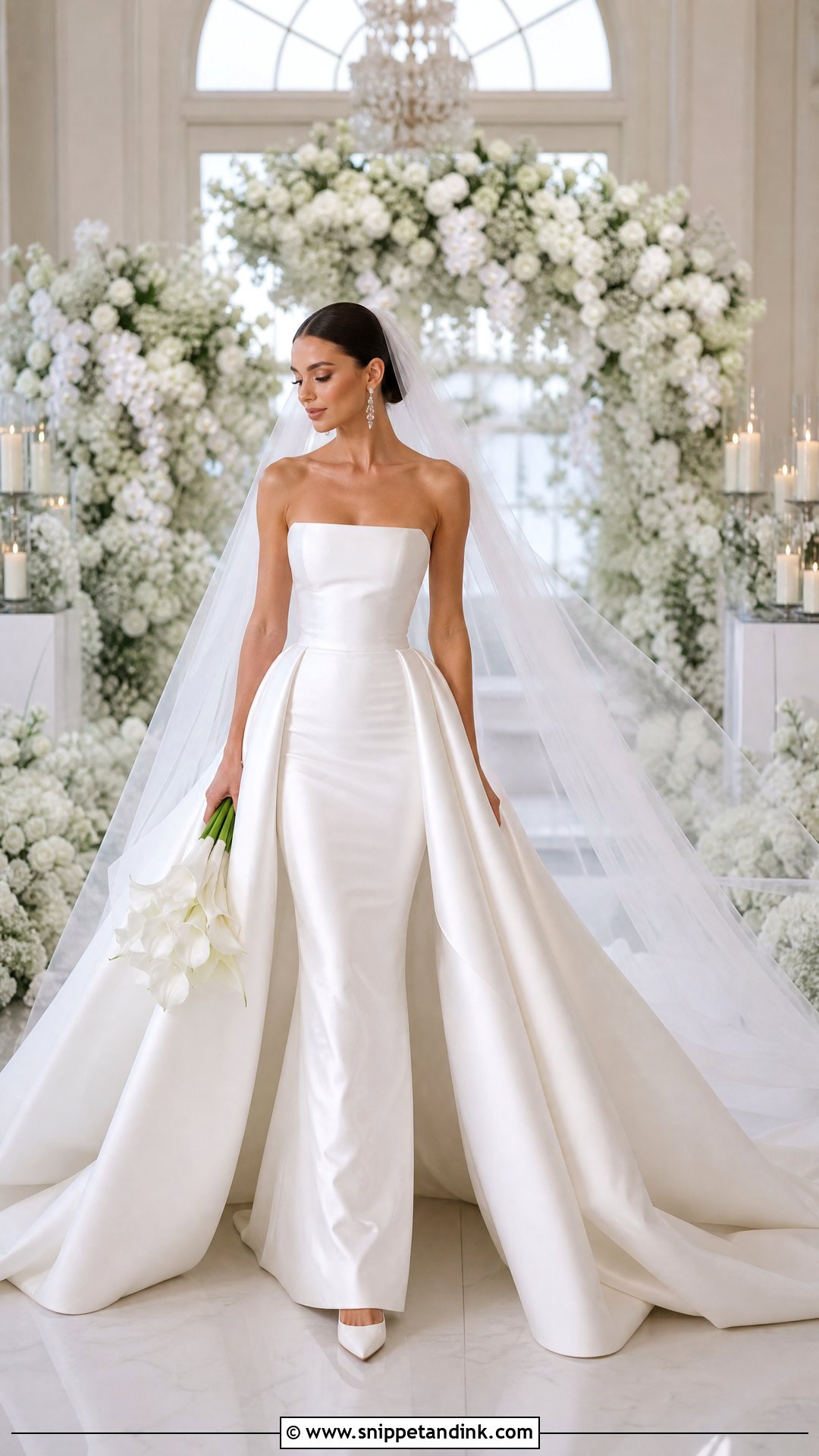 Detachable Overskirt Satin Bridal Dress - Snippet and Ink - 20 Satin Bridal Dress Ideas