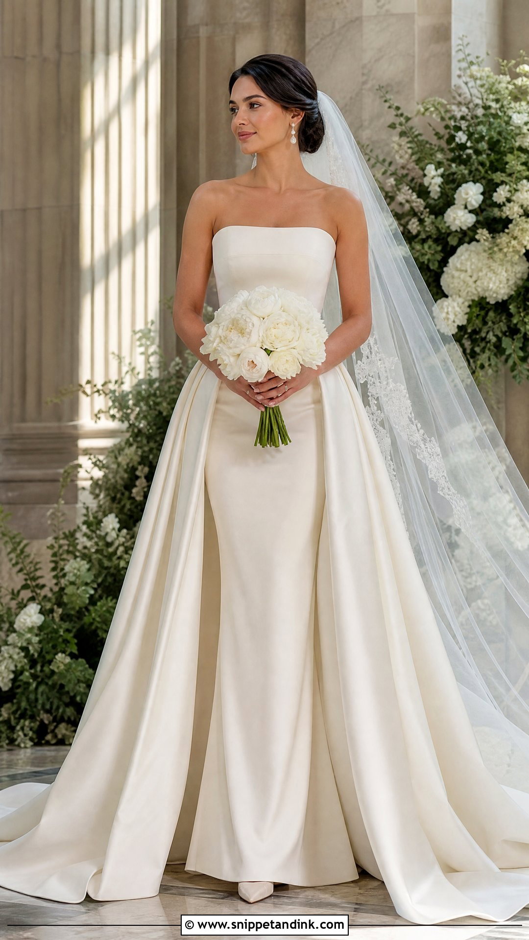 Detachable Overskirt Sheath Wedding Gown - Snippet and Ink - 20 Sheath Wedding Gown Ideas