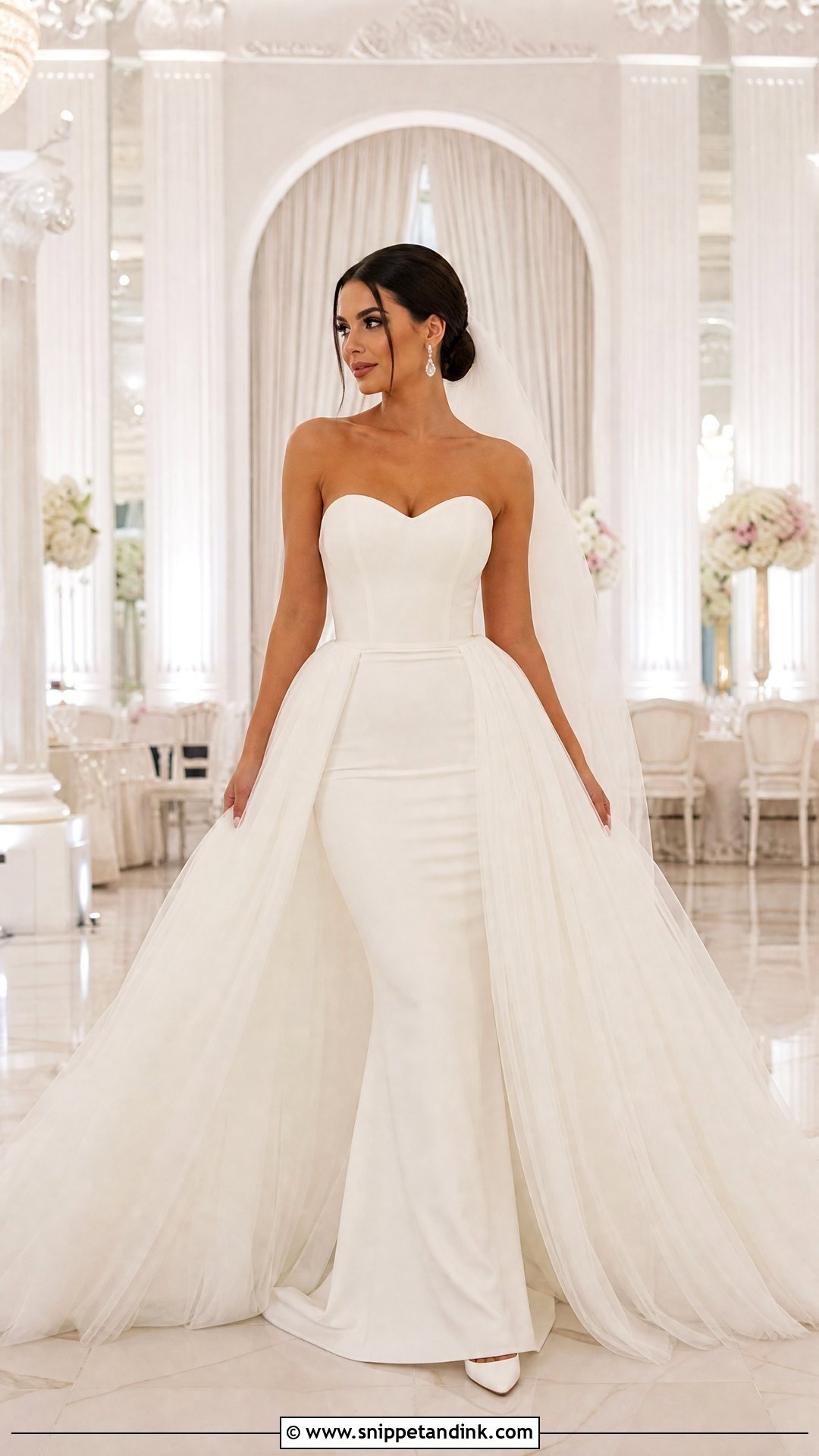 Detachable Overskirt Skin Tight Wedding Dress - Snippet and Ink - 20 Skin Tight Wedding Dress Ideas