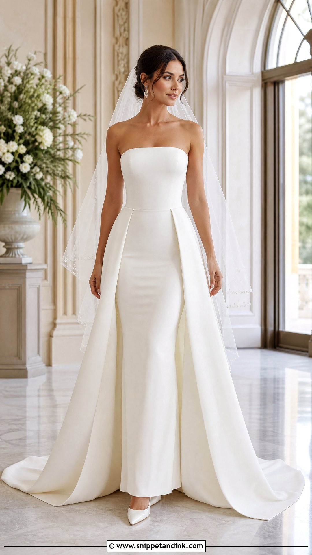Detachable Overskirt Slim Fit Wedding Dress - Snippet and Ink - 20 Slim Fit Wedding Dress Ideas
