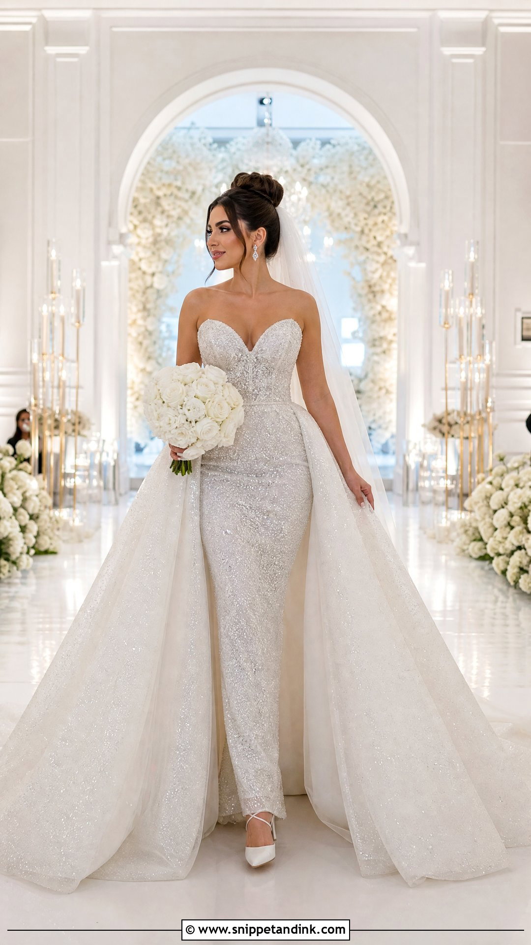 Detachable Overskirt Sparkly Mermaid Wedding Dress - Snippet and Ink - 20 Sparkly Wedding Dress Mermaid Ideas