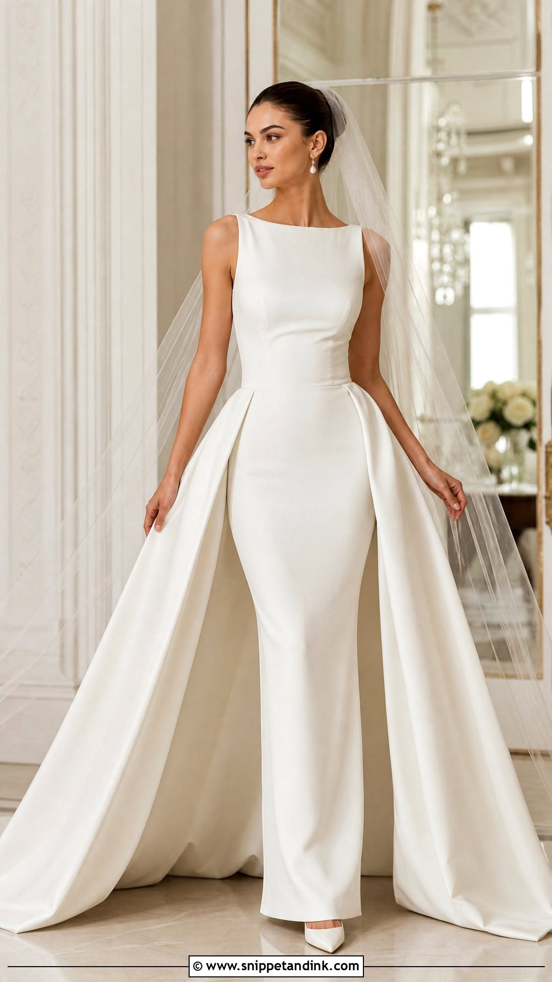 Detachable Overskirt Straight Wedding Dress - Snippet and Ink - 20 Straight Wedding Dresses