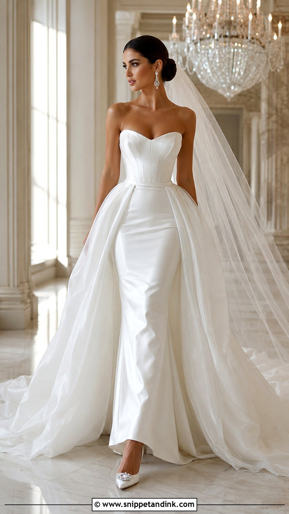 Detachable Overskirt Strapless Corset Wedding Dress - Snippet and Ink - 20 Strapless Corset Wedding Dress Ideas