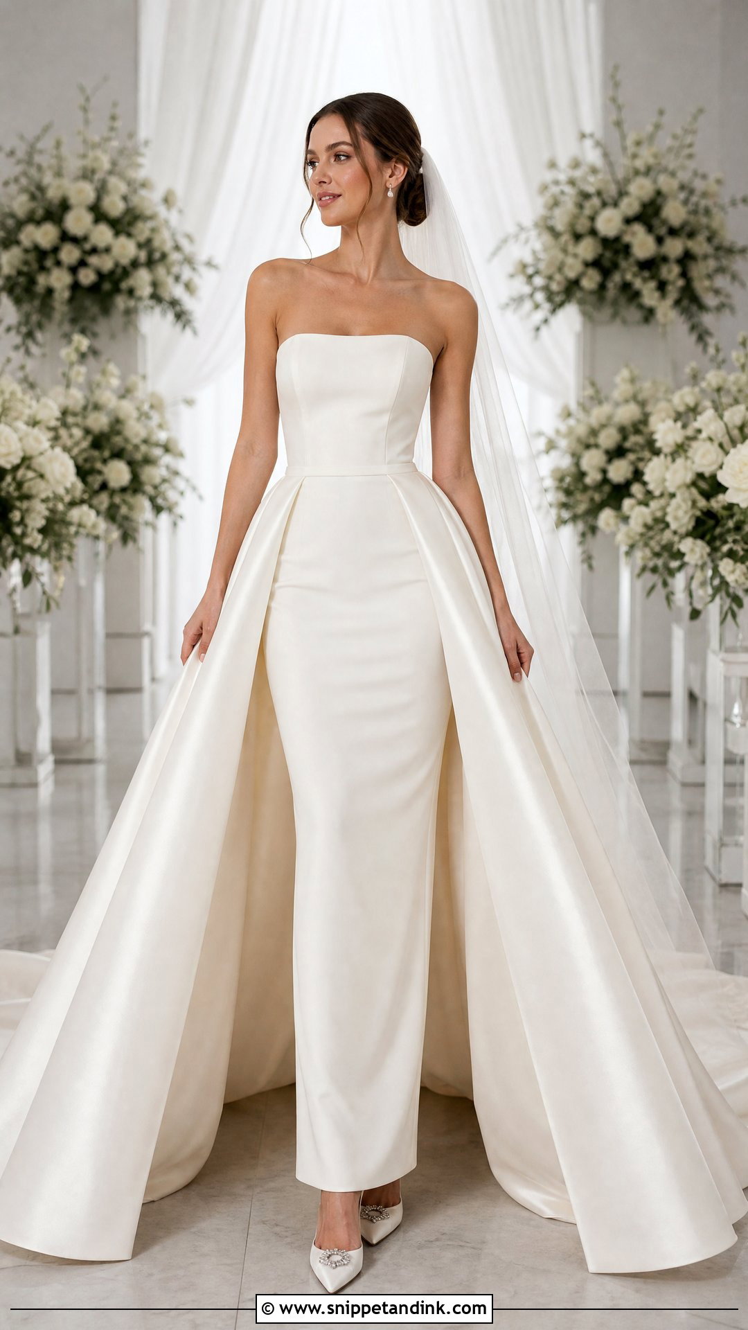 Detachable Overskirt Strapless Wedding Gown - Snippet and Ink - 20 Strapless Wedding Gown Ideas