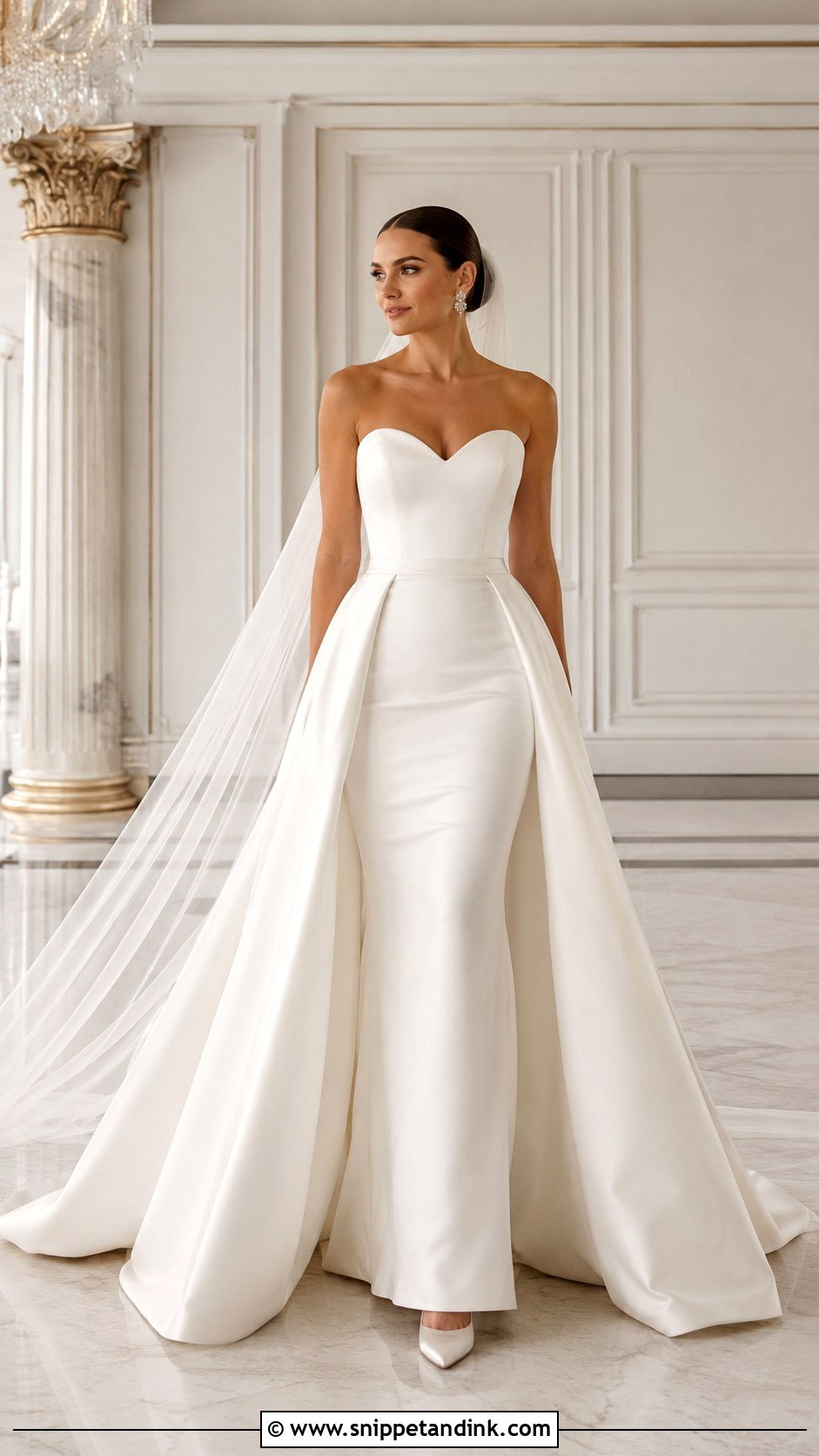 Detachable Overskirt Sweetheart Neckline Wedding Dress - Snippet and Ink - 20 Wedding Dresses Sweetheart Neckline