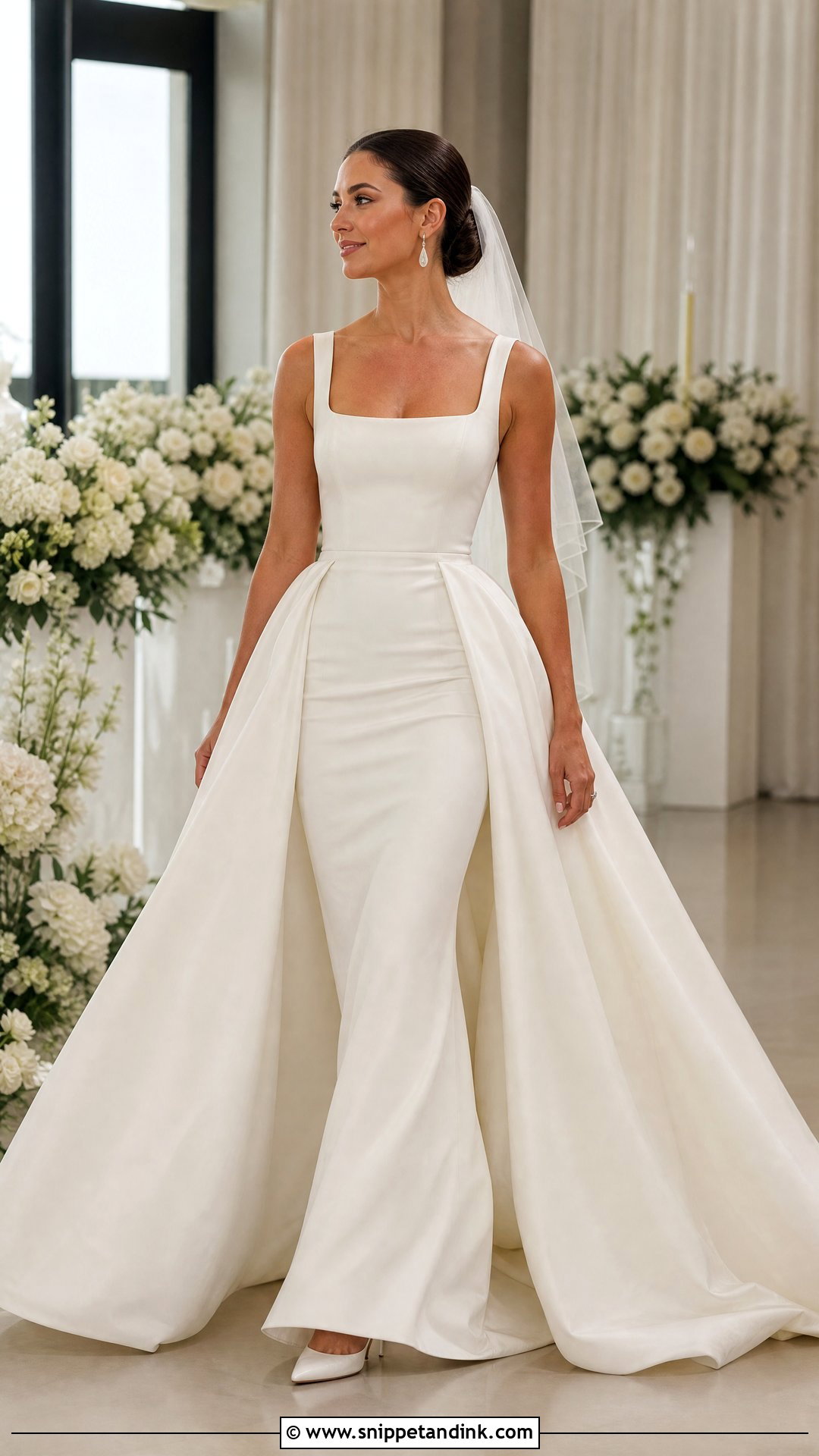Detachable Overskirt Thick Strap Wedding Dress - Snippet and Ink - 20 Thick Strap Wedding Dress Ideas