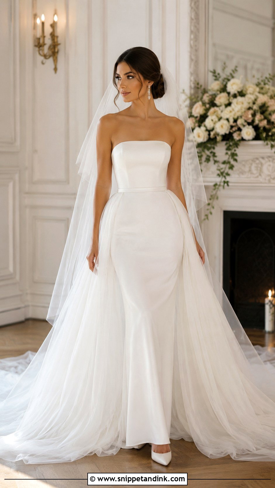 Detachable Overskirt Train Wedding Dress - Snippet and Ink - 25 Bridal Train Styles