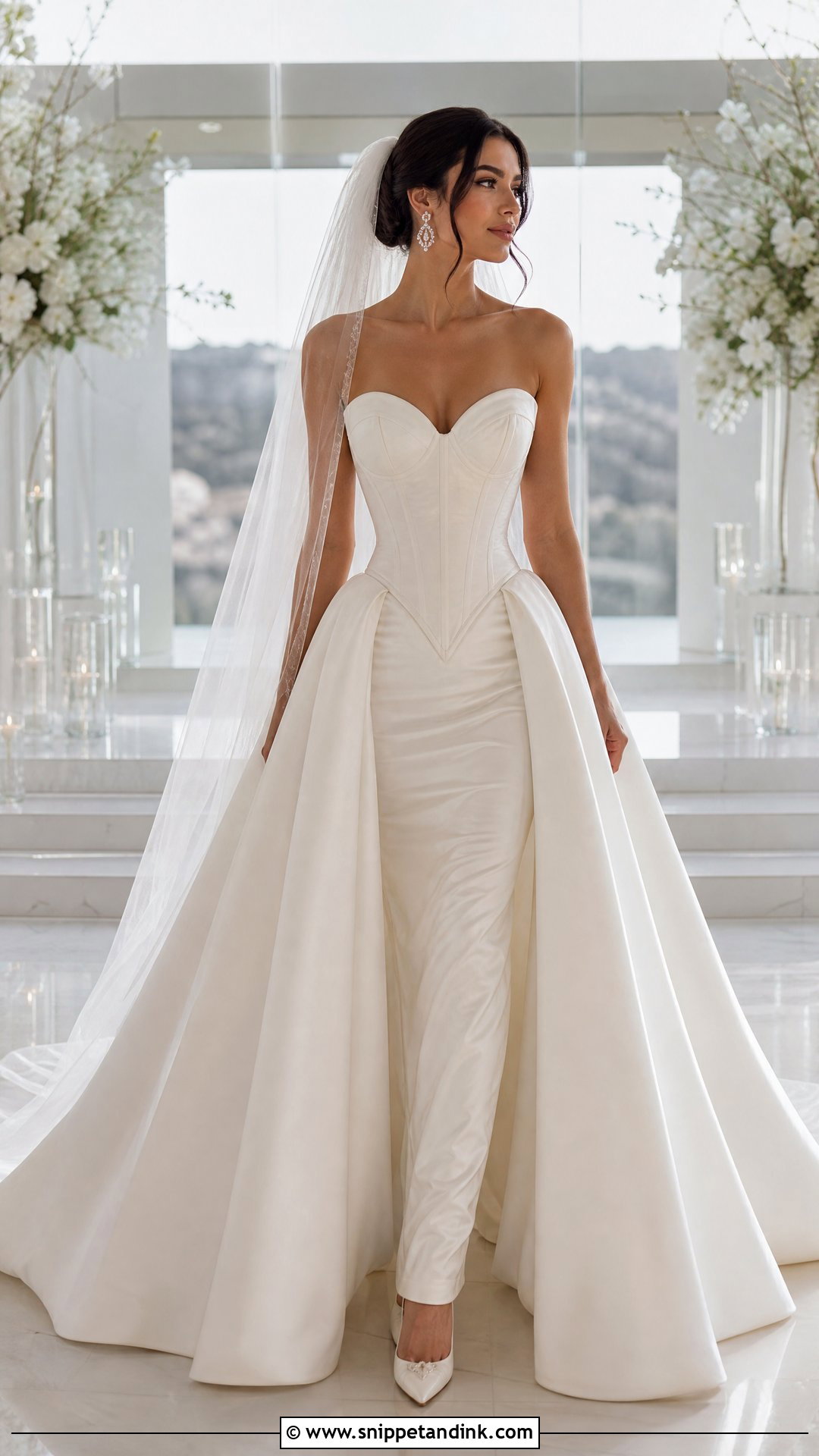 Detachable Overskirt V Drop Waist Wedding Dress - Snippet and Ink - 20 V Drop Waist Wedding Dress Ideas
