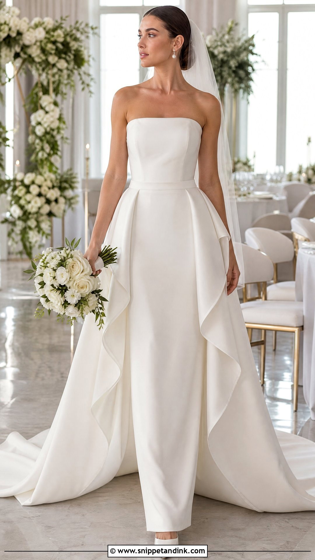 Detachable Overskirt Waterfall Wedding Dress - Snippet and Ink - 20 Waterfall Wedding Dress Ideas