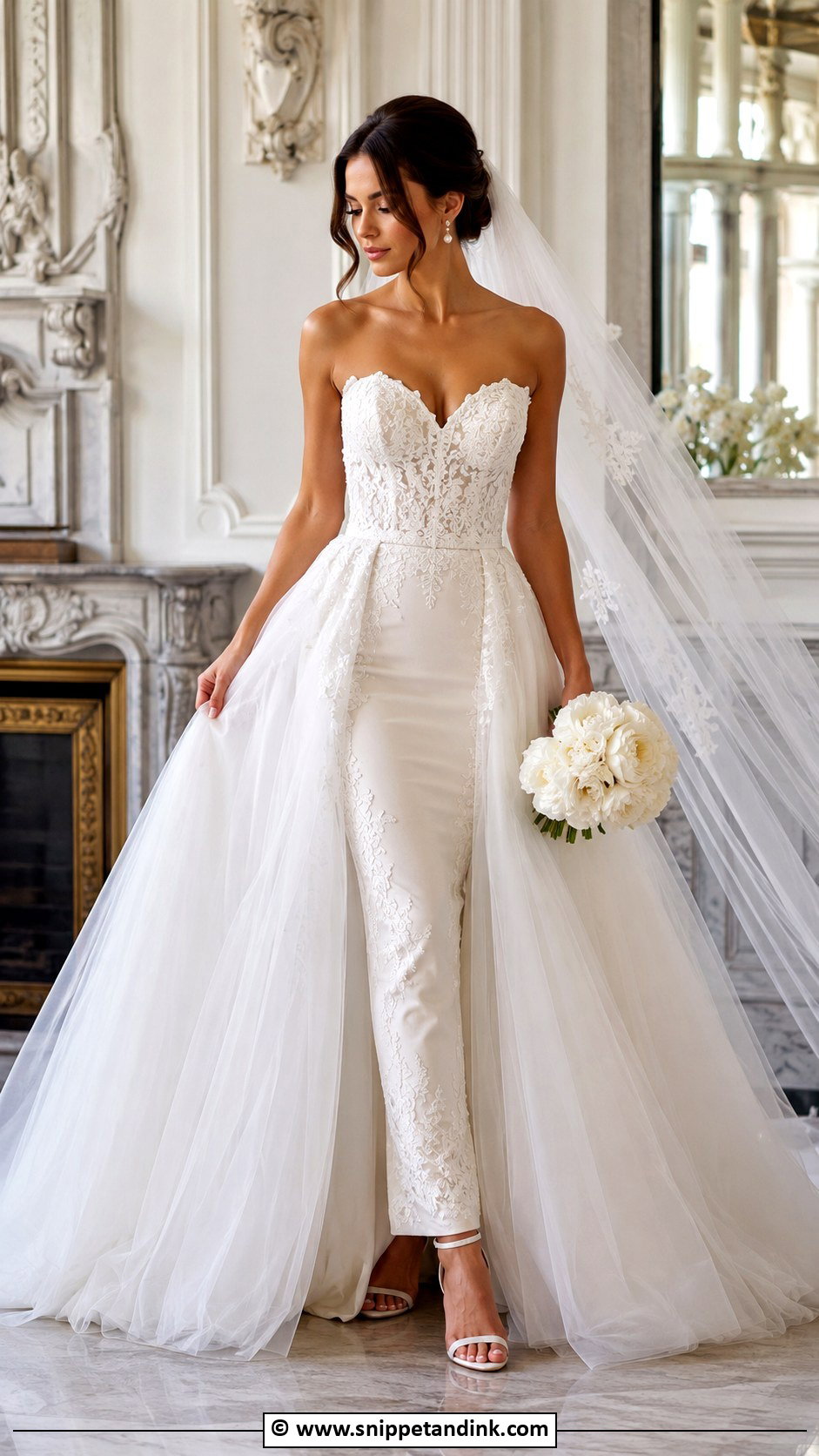 Detachable Overskirt Wedding Dress - Snippet and Ink - 30 Wedding Dress Aesthetic Ideas