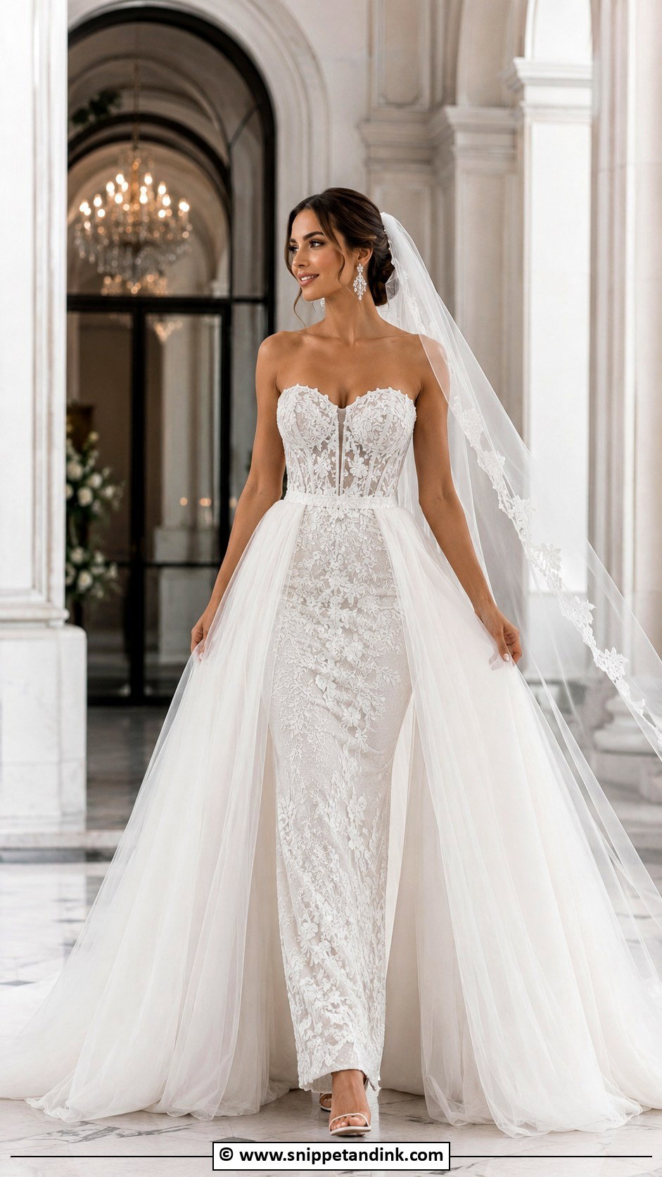 Detachable Overskirt Wedding Dress - Snippet and Ink - 25 Glam Wedding Dress Ideas