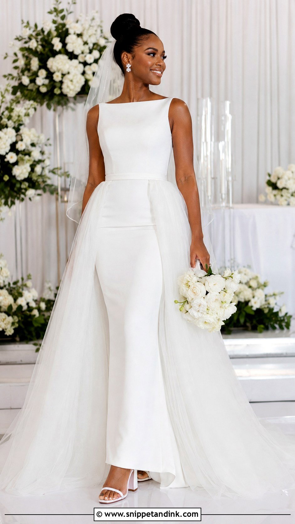 Detachable Overskirt Wedding Dress - Snippet and Ink - 20 Black Bride Wedding Dress Ideas