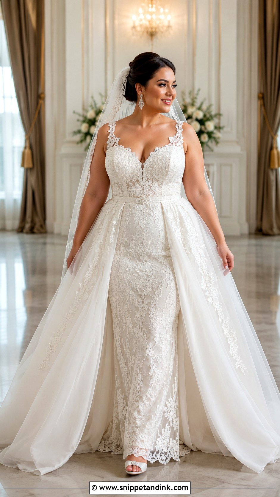 Detachable Overskirt Wedding Dress - Snippet and Ink - 20 Curvy Wedding Dresses