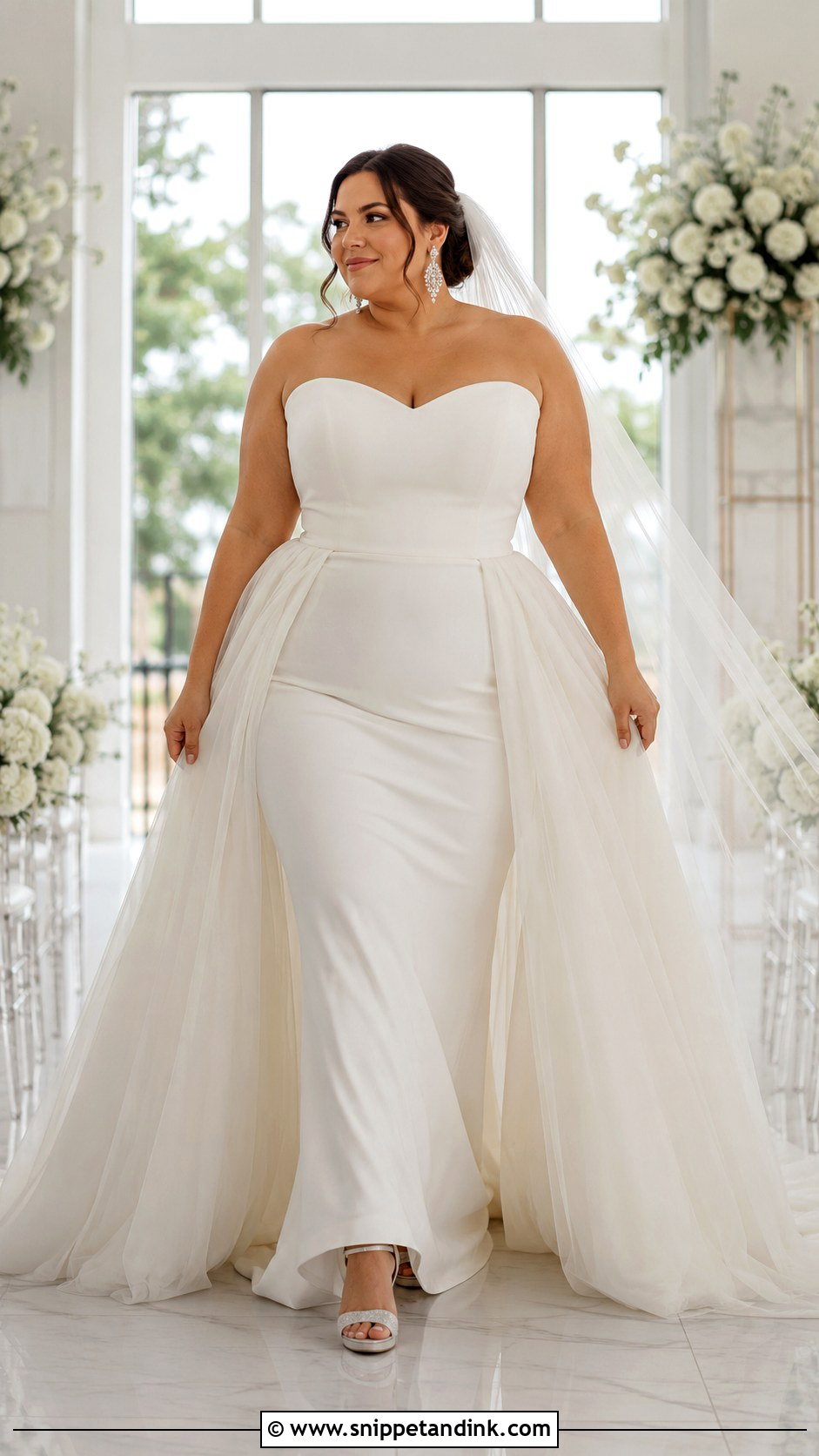 Detachable Overskirt Wedding Dress - Snippet and Ink - 20 Wedding Dresses for Curvy Women
