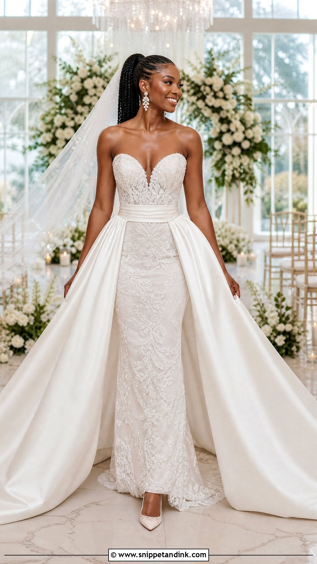 Detachable Overskirt Wedding Dress - Snippet and Ink - 25 Black Woman Wedding Dress Ideas