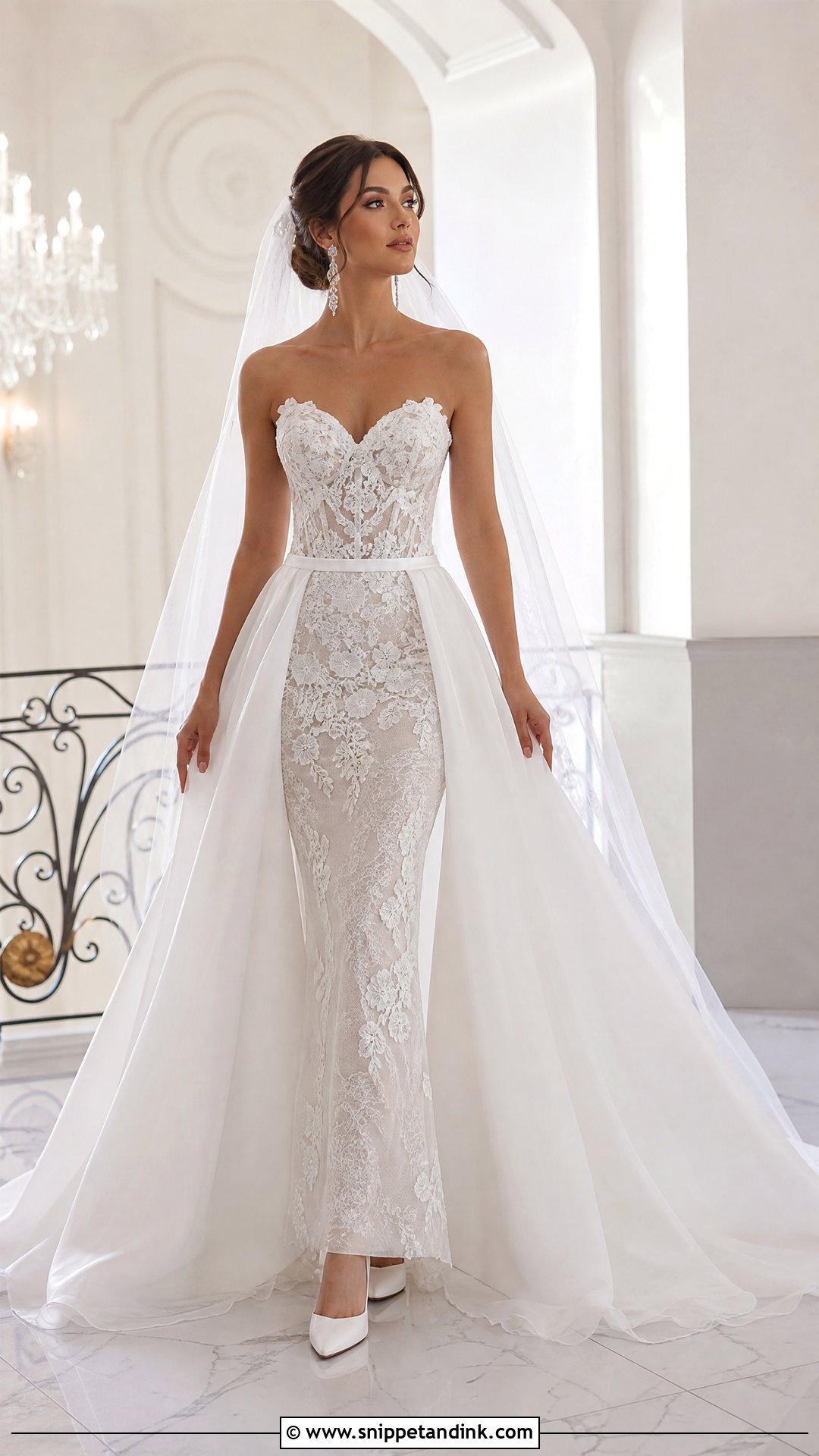 Detachable Overskirt Wedding Dress - Snippet and Ink - 25 Dreamy Romantic Elegant Wedding Dress Ideas