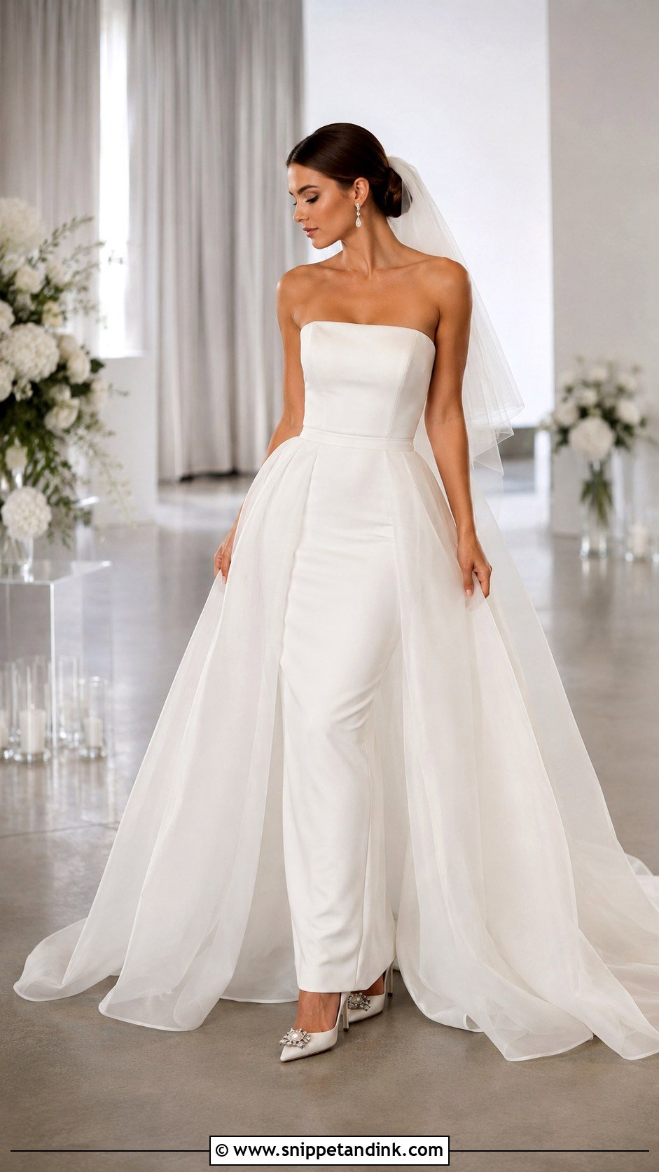 Detachable Overskirt Wedding Dress - Snippet and Ink - 20 Dramatic Wedding Dresses