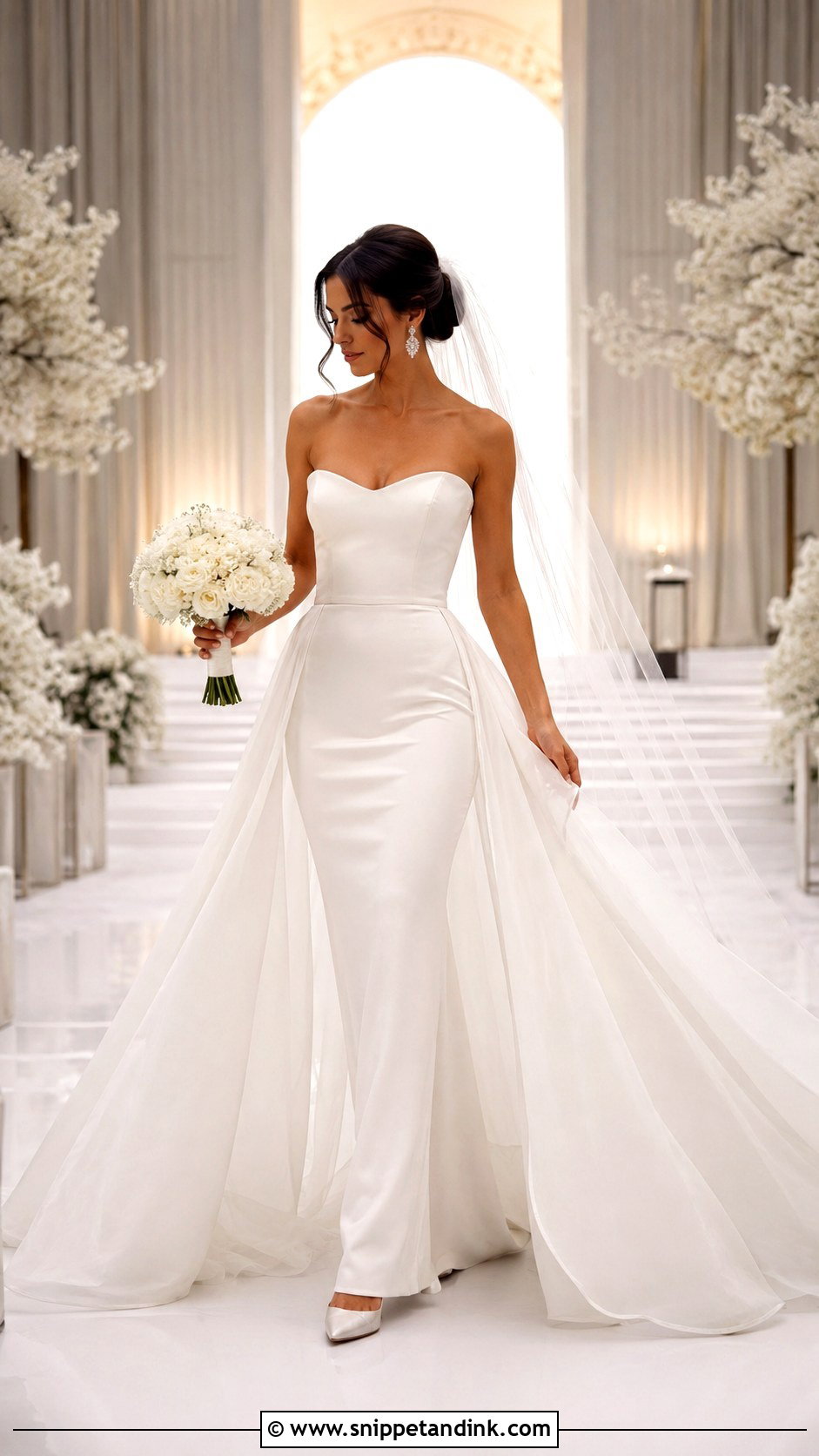 Detachable Overskirt Wedding Dress - Snippet and Ink - 20 Elegant Romantic Wedding Dresses
