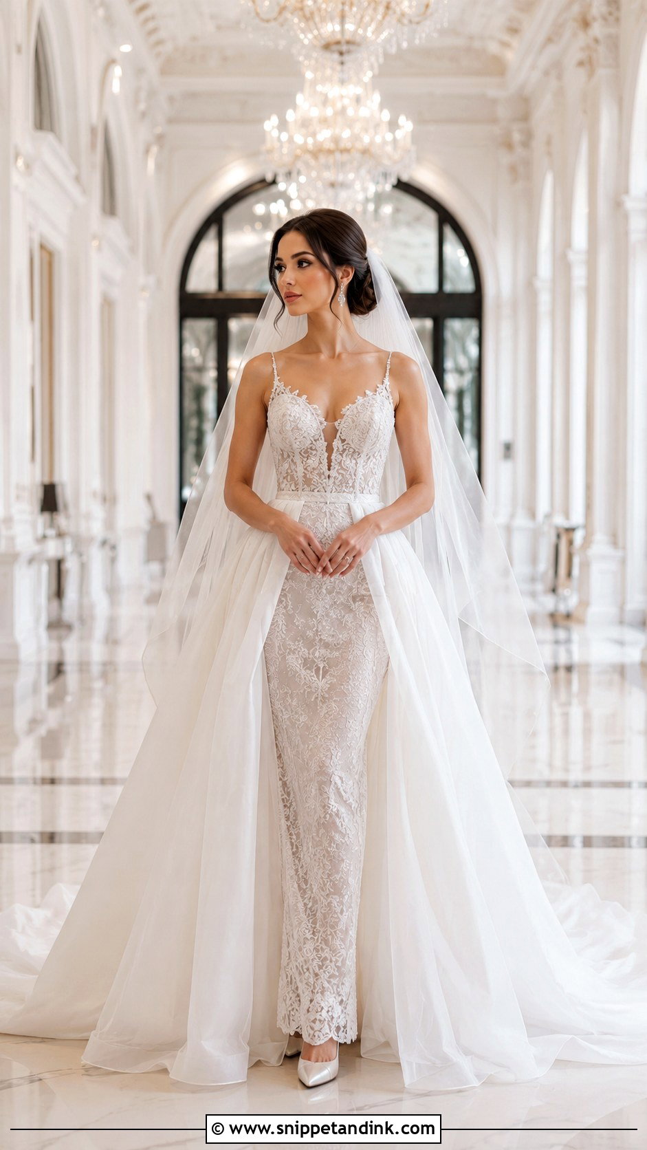 Detachable Overskirt Wedding Dress - Snippet and Ink - 20 Feminine Wedding Dress Ideas