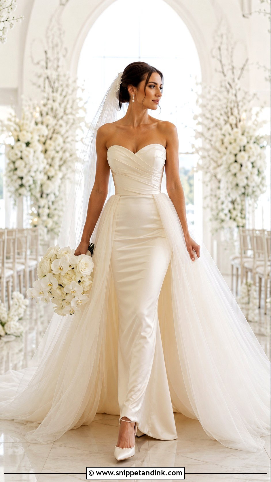Detachable Overskirt Wedding Dress - Snippet and Ink - 20 Fitted Elegant Wedding Dresses