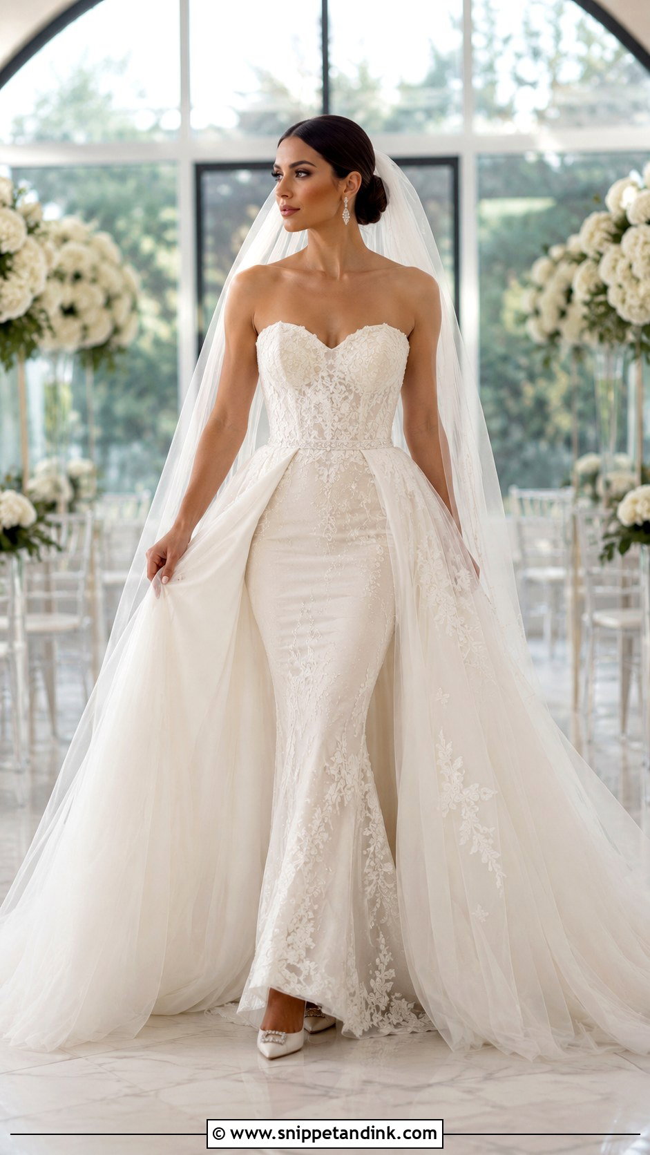 Detachable Overskirt Wedding Dress - Snippet and Ink - 20 Fluffy Wedding Dresses