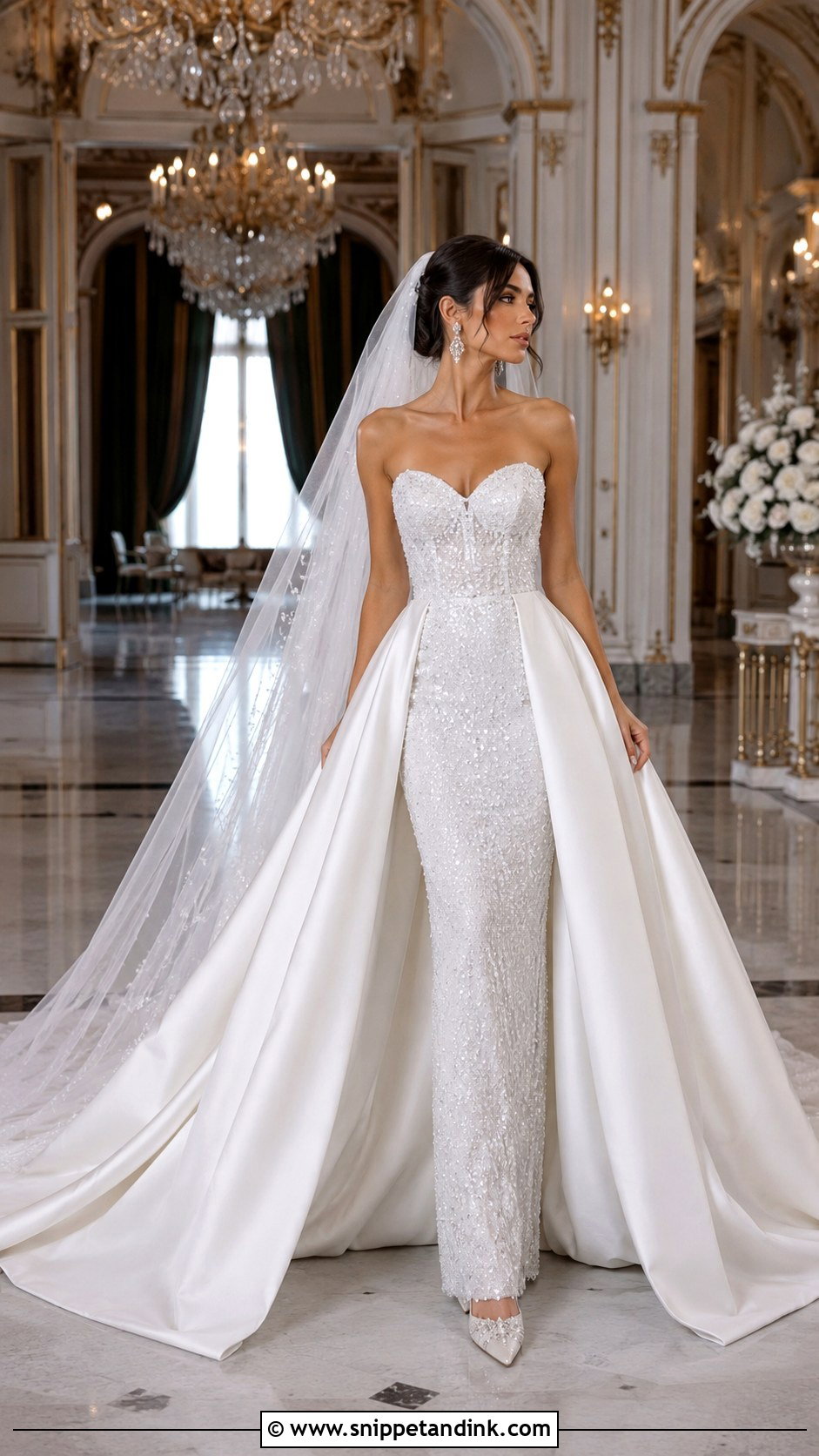 Detachable Overskirt Wedding Dress - Snippet and Ink - 20 Glam Wedding Dresses