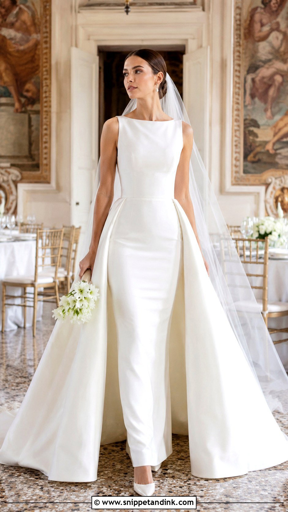 Detachable Overskirt Wedding Dress - Snippet and Ink - 20 Italy Wedding Dresses