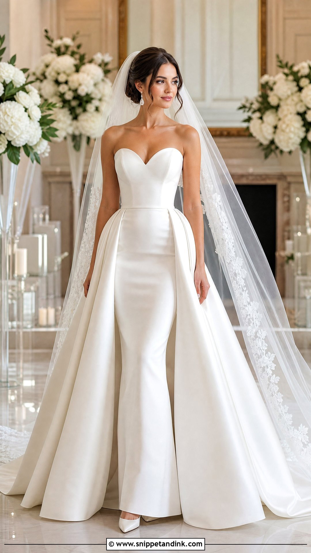 Detachable Overskirt Wedding Dress - Snippet and Ink - 20 Small Chest Wedding Dress Ideas