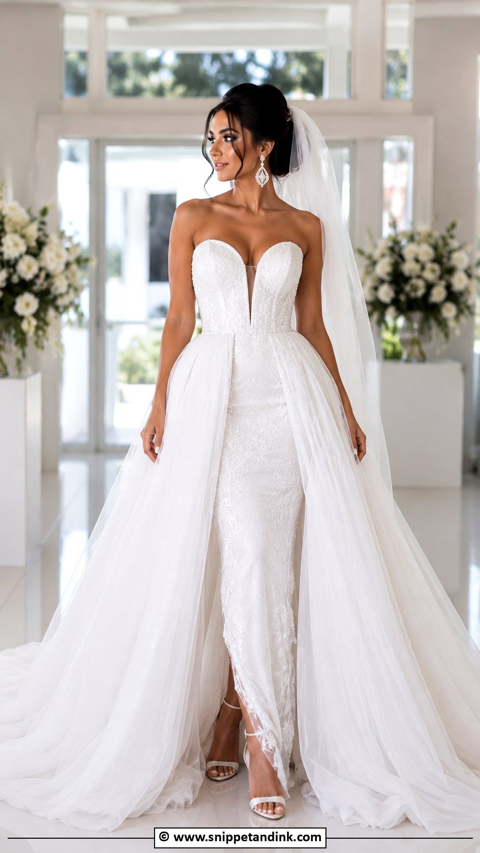 Detachable Overskirt Wedding Dress - Snippet and Ink - 30 Fairy Tale Wedding Dress Ideas