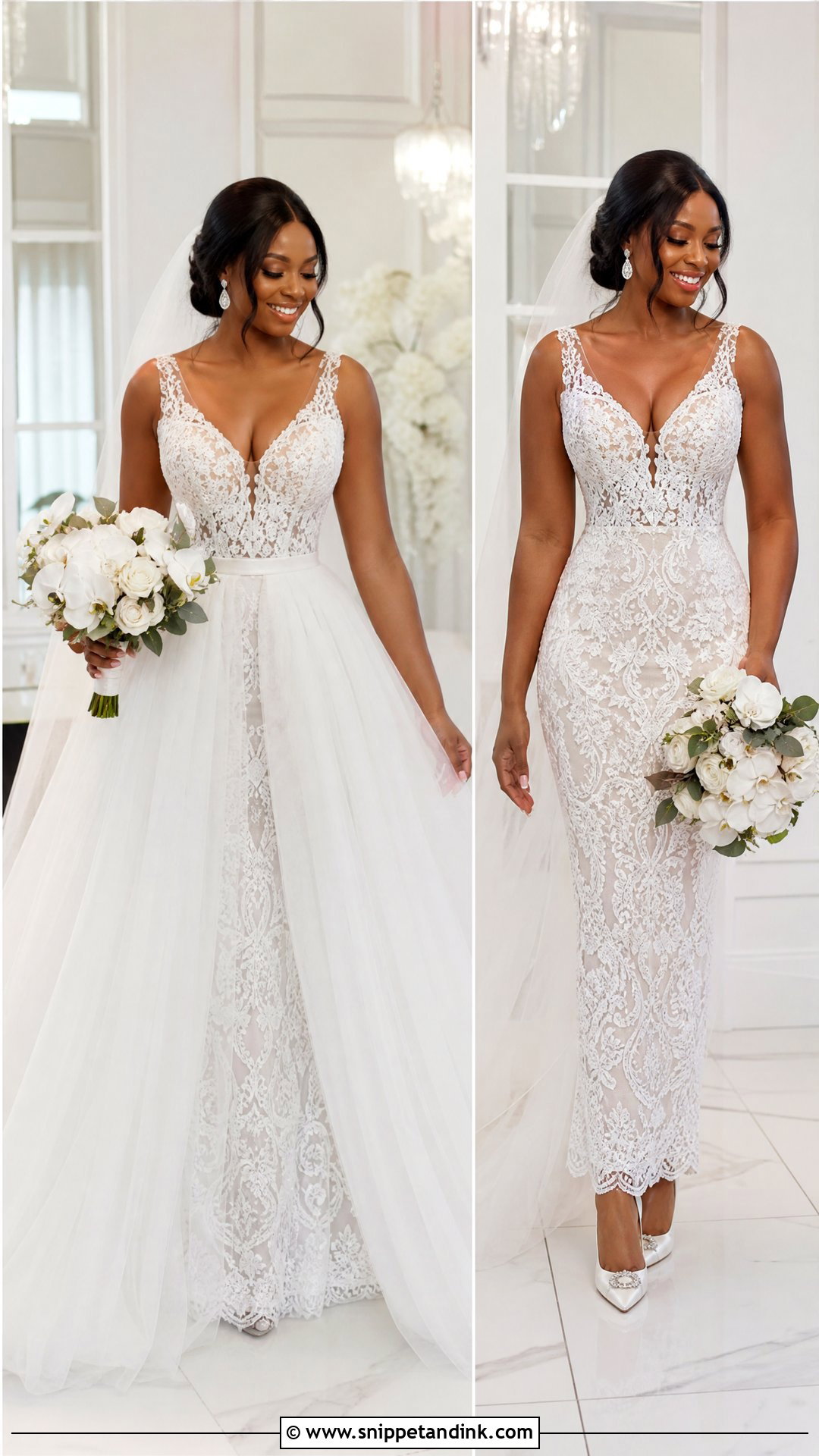 Detachable Overskirt Wedding Dress - Snippet and Ink - 20 Wedding Dresses for Black Women