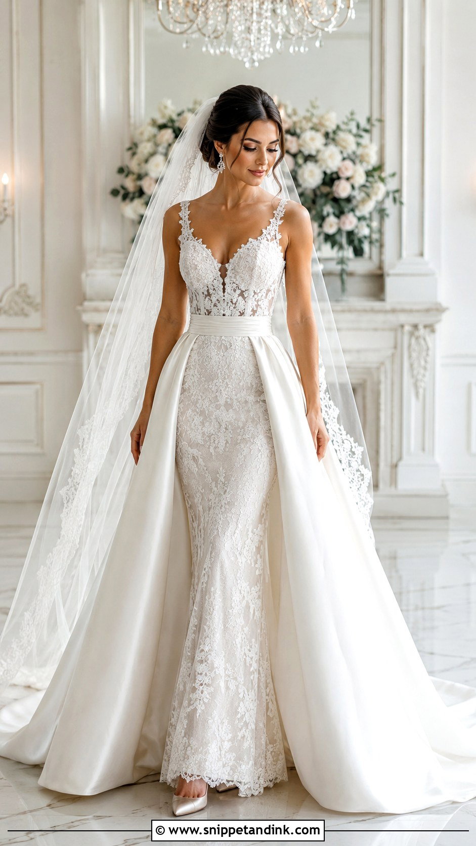 Detachable Overskirt Wedding Dress - Snippet and Ink - 20 Ladies Wedding Dress Ideas