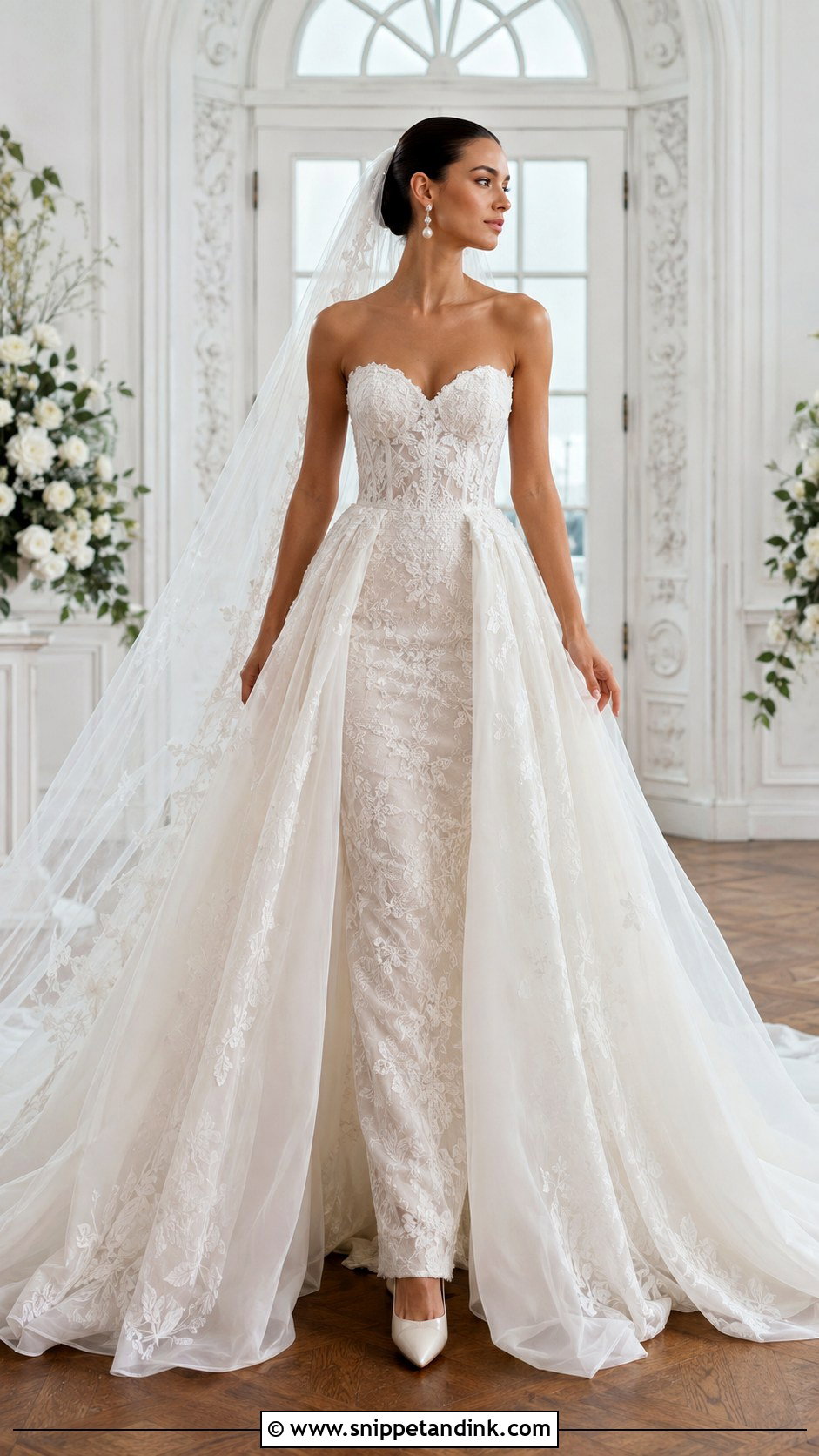 Detachable Overskirt Wedding Dress - Snippet and Ink - 20 Modern Romantic Wedding Dress Ideas