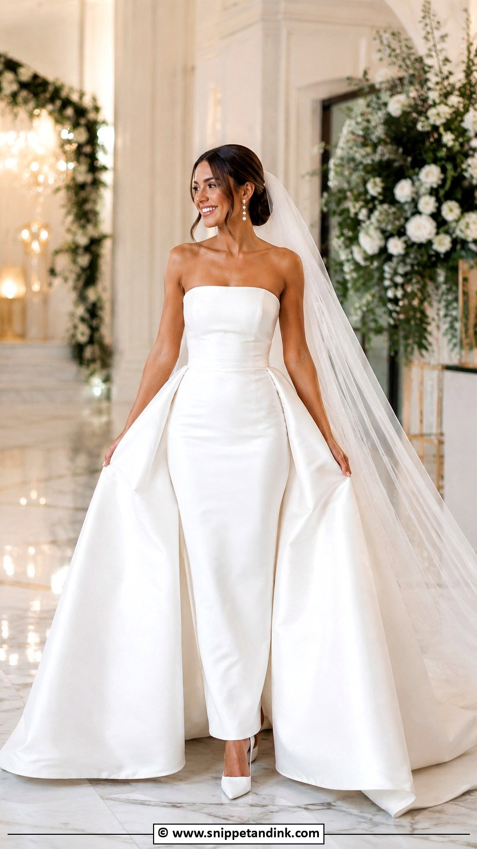 Detachable Overskirt Wedding Dress Outfit - Snippet and Ink - 25 Bride Wedding Outfits