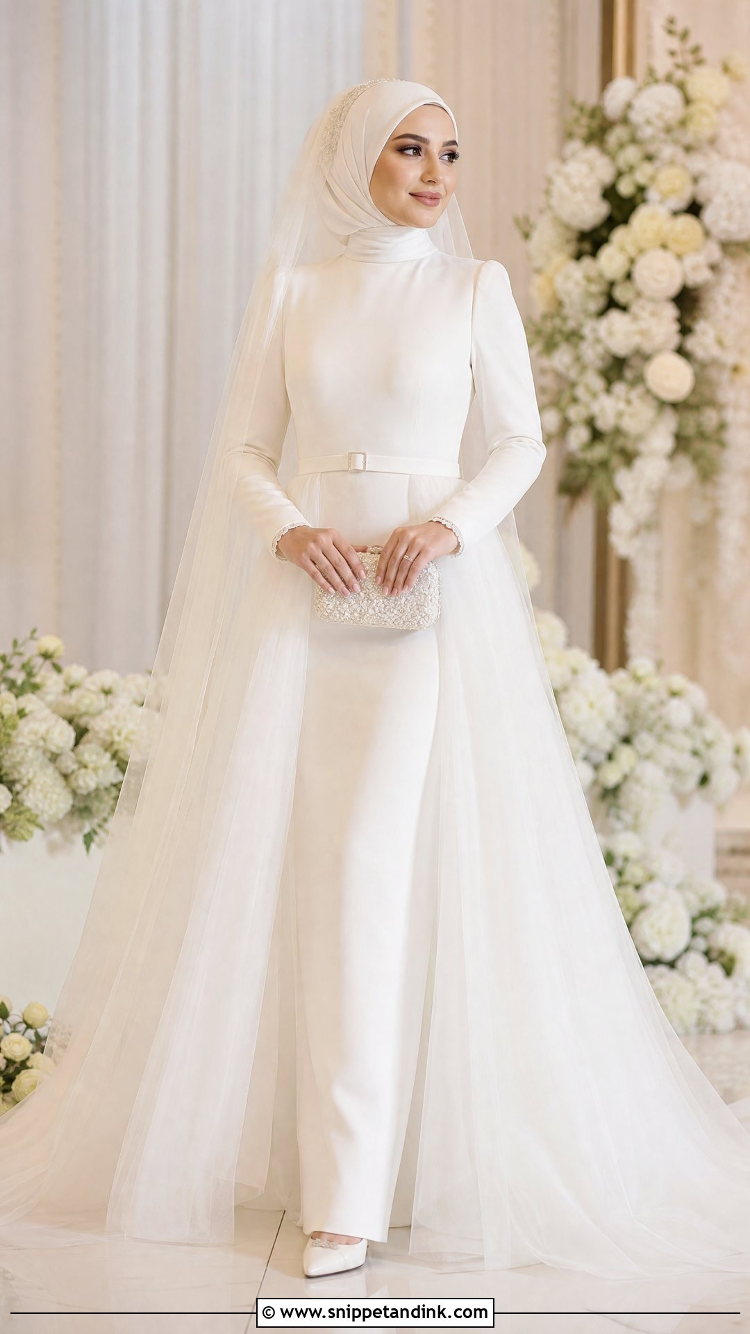 Detachable Overskirt Wedding Dress With Hijab - Snippet and Ink - 20 Wedding Dresses with Hijab
