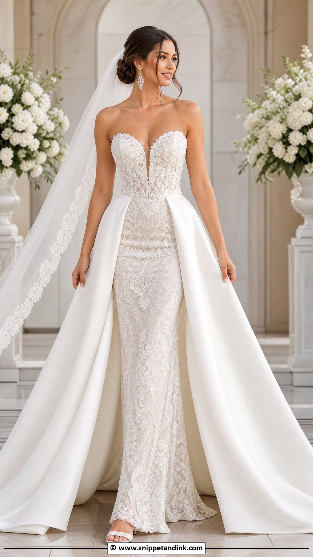 Detachable Overskirt Wedding Gown - Snippet and Ink - 35 Latest Wedding Gowns