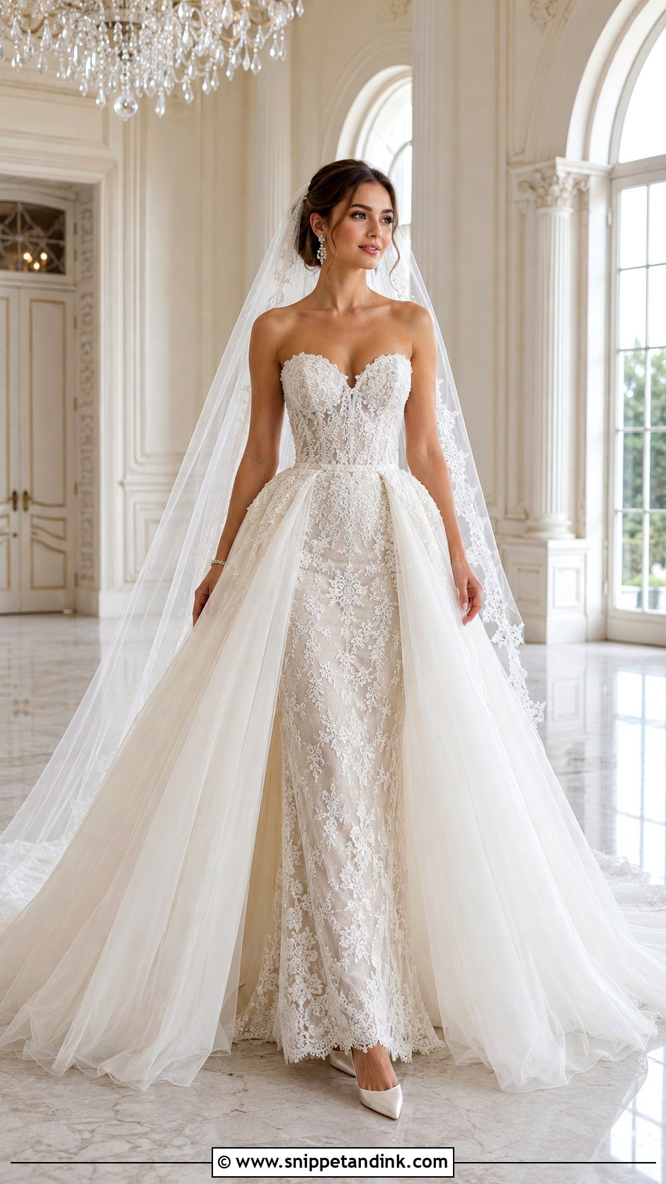 Detachable Overskirt Wedding Gown - Snippet and Ink - 20 Latest Wedding Gowns Bridal Collection