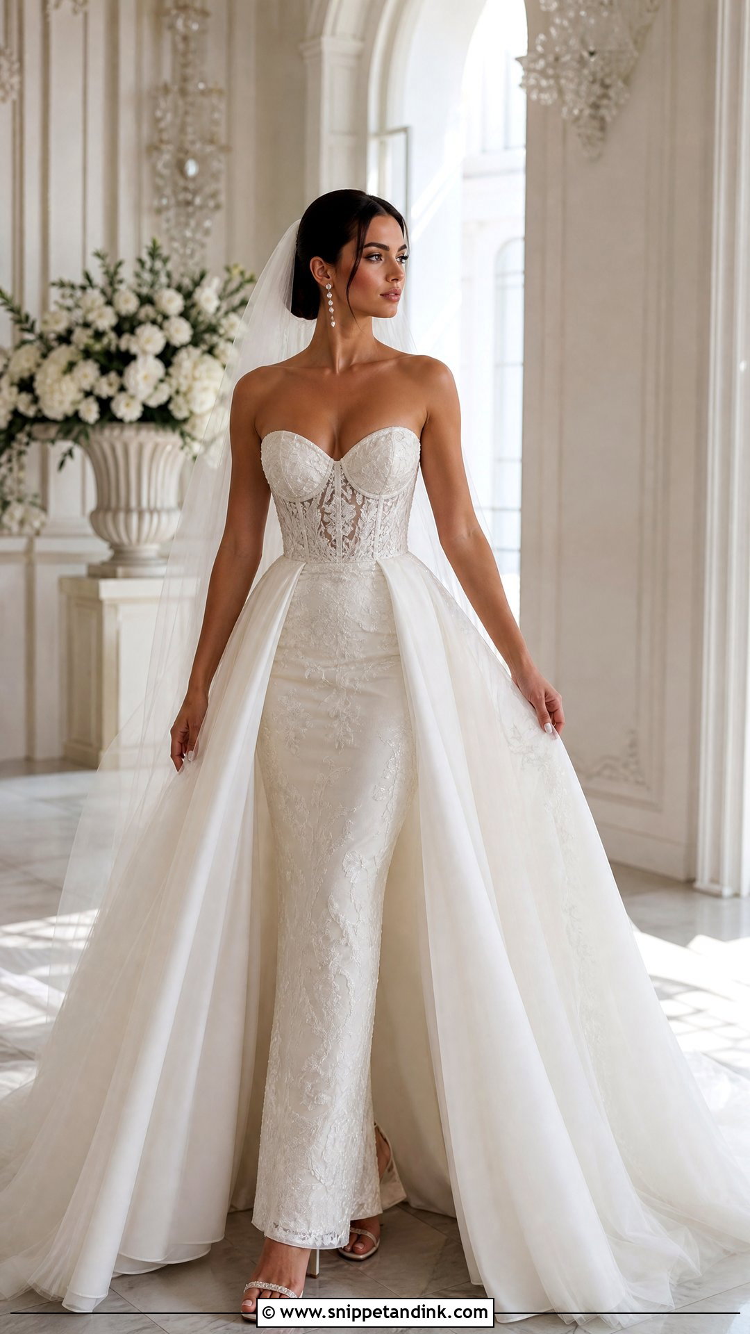 Detachable Overskirt Wedding Gown - Snippet and Ink - 25 Elegant Wedding Gown Ideas