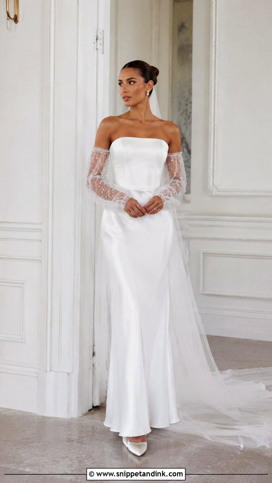 Detachable Pearl Sleeves Wedding Dress - Snippet and Ink - 25 Detachable Sleeves Wedding Dress