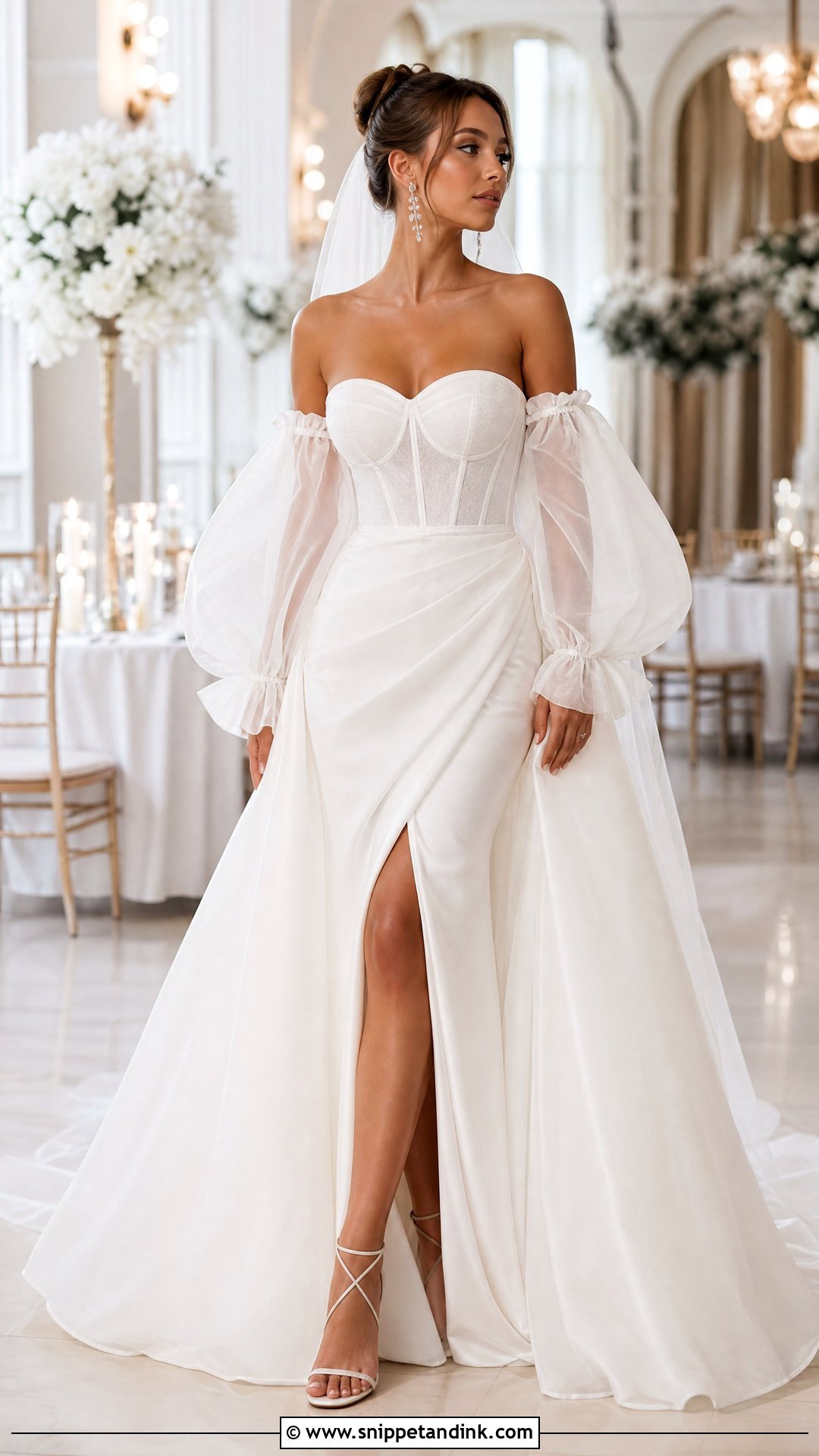 Detachable Poofy Sleeve Wedding Dress - Snippet and Ink - 20 Poofy Sleeve Wedding Dress Ideas