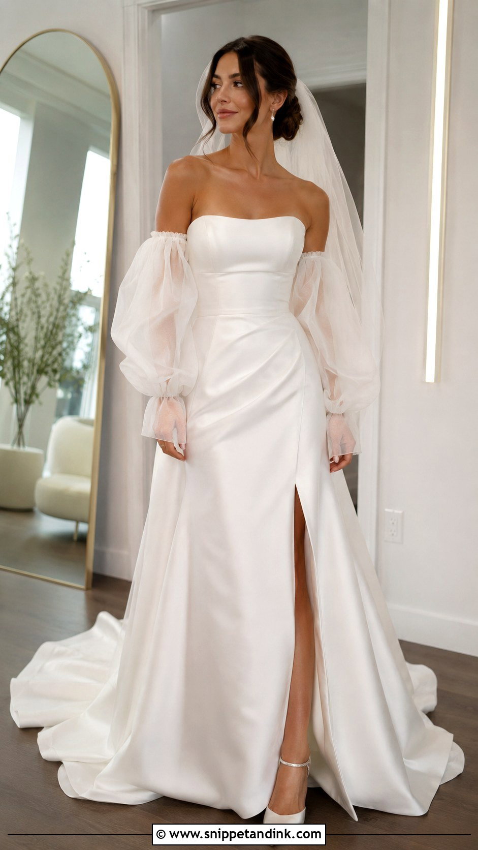 Detachable Puff Sleeve Wedding Dress - Snippet and Ink - 30 Puff Sleeve Wedding Dress Ideas