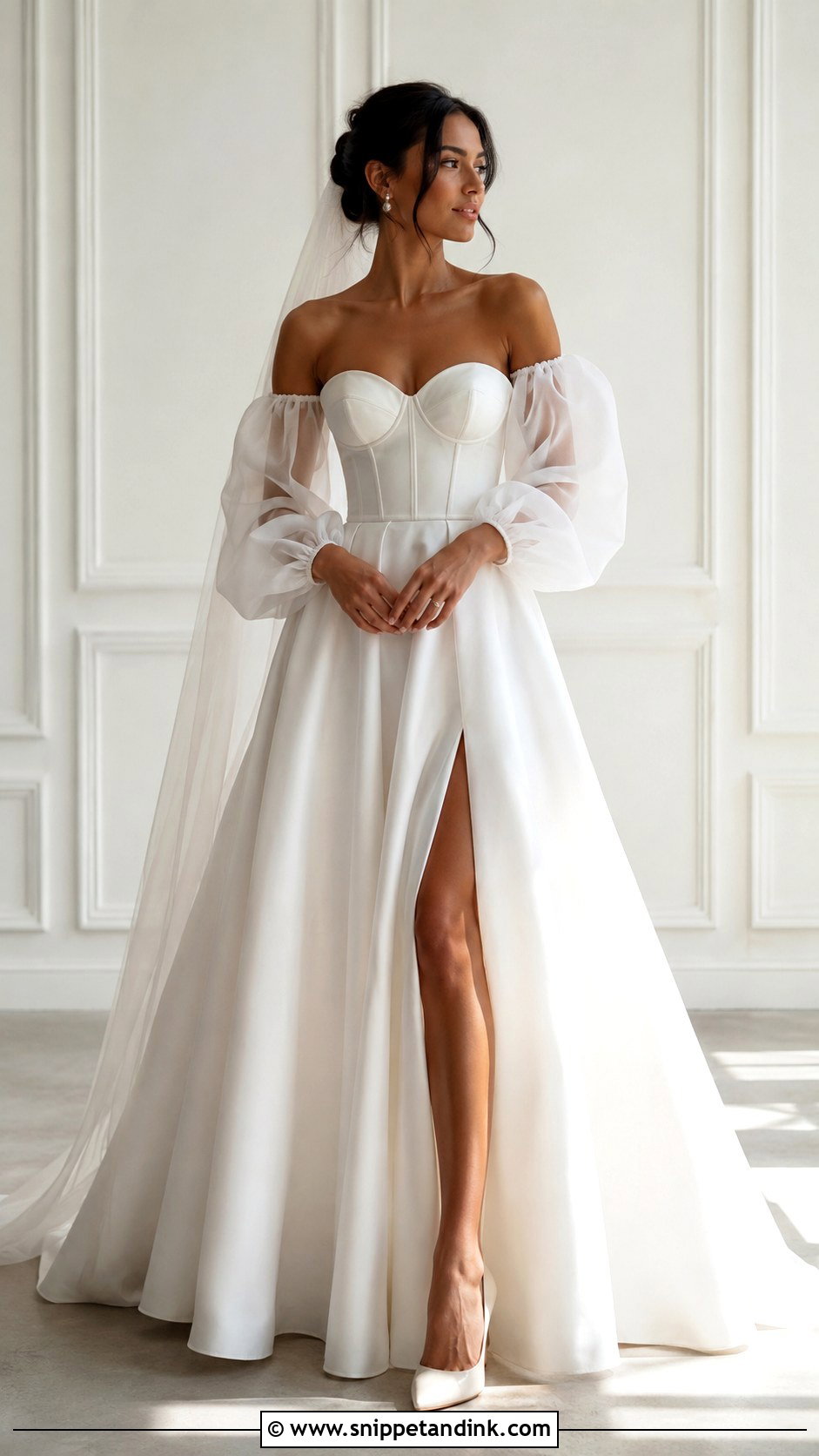 Detachable Puff Sleeve Wedding Dress - Snippet and Ink - 25 Puffy Sleeve Wedding Dress Ideas