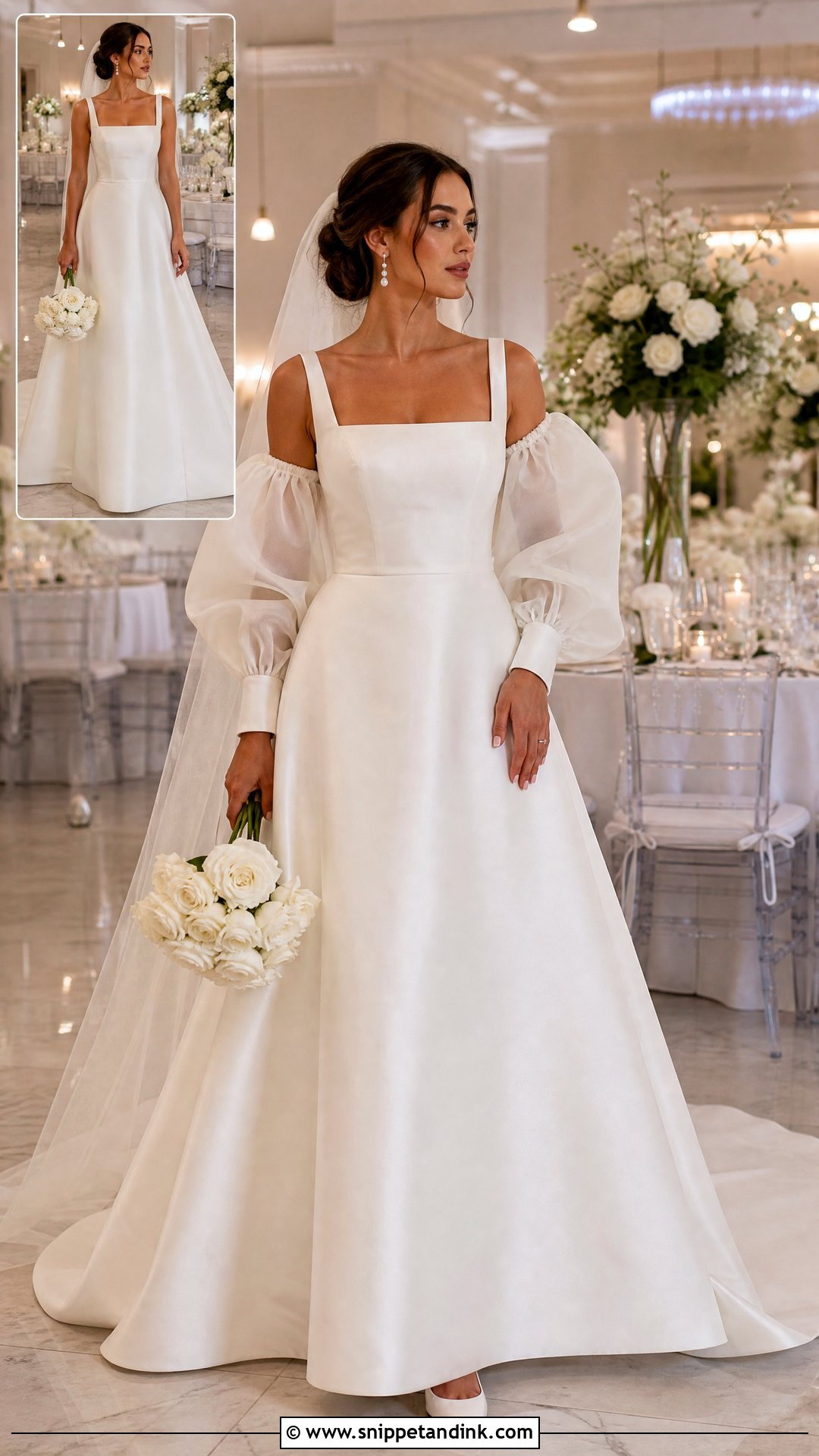 Detachable Puff Sleeve Wedding Dress - Snippet and Ink - 20 Vintage Puff Sleeve Wedding Dress Ideas