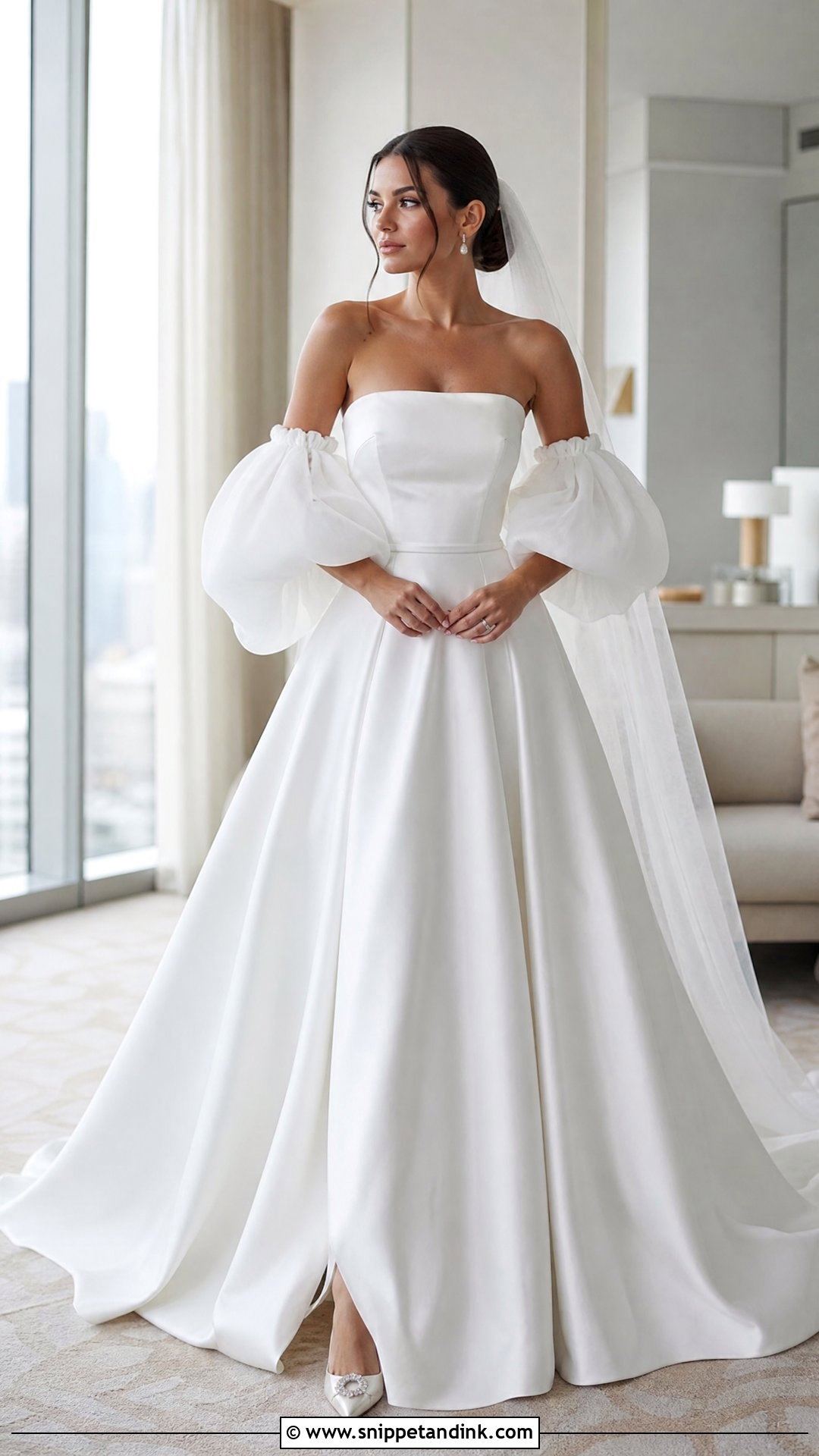 Detachable Puffy Sleeve Wedding Dress - Snippet and Ink - 20 Wedding Dresses with Puffy Sleeves