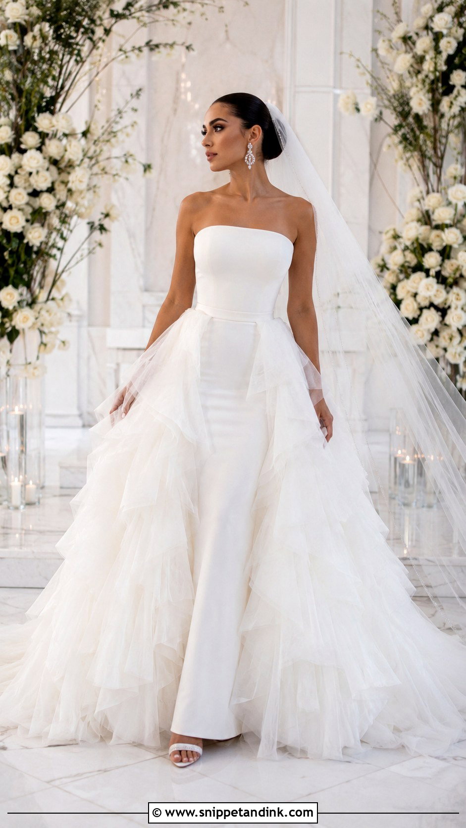 Detachable Ruffled Overskirt Wedding Dress - Snippet and Ink - 20 Ruffled Wedding Dress Ideas