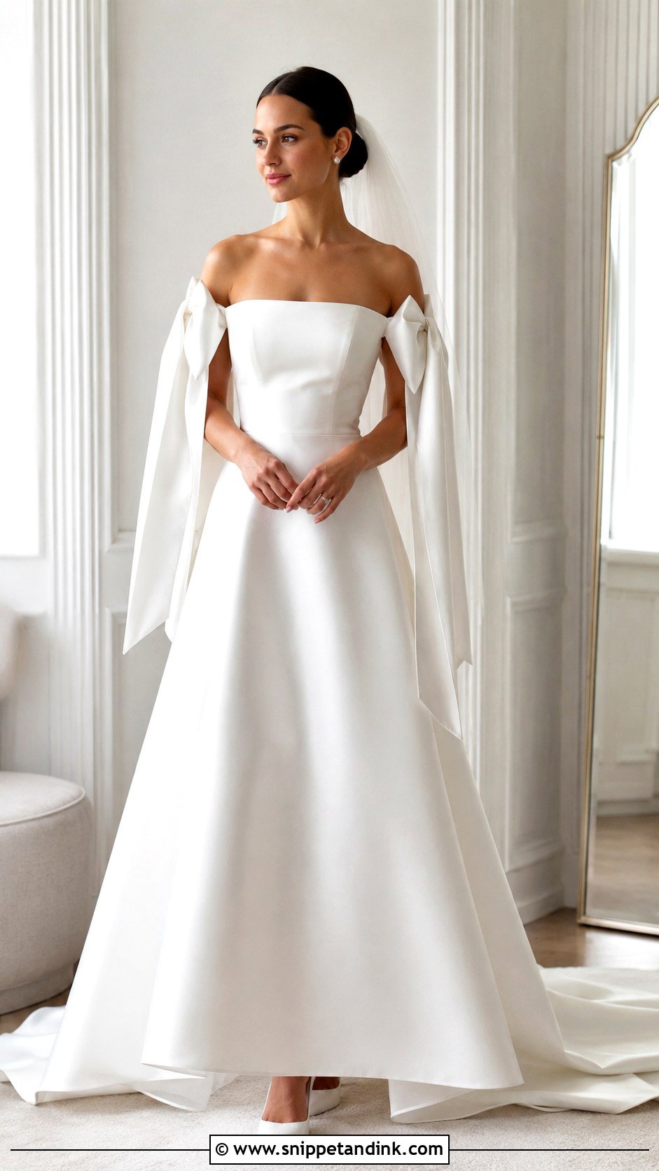 Detachable Satin Bow Sleeves Wedding Dress - Snippet and Ink - 25 Detachable Sleeves Wedding Dress