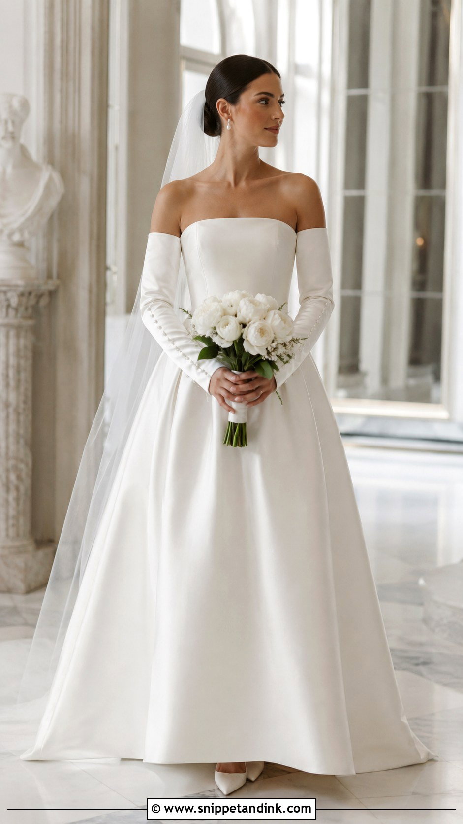 Detachable Satin Bridal Sleeves With Minimalist Ball Gown - Snippet and Ink - 20 Bridal Sleeves Detachable