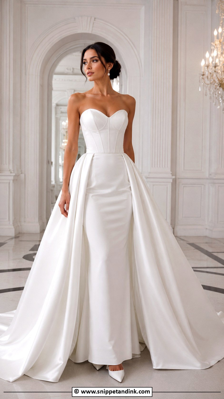 Detachable Satin Overskirt Wedding Dress - Snippet and Ink - 30 Detachable Wedding Dress Ideas