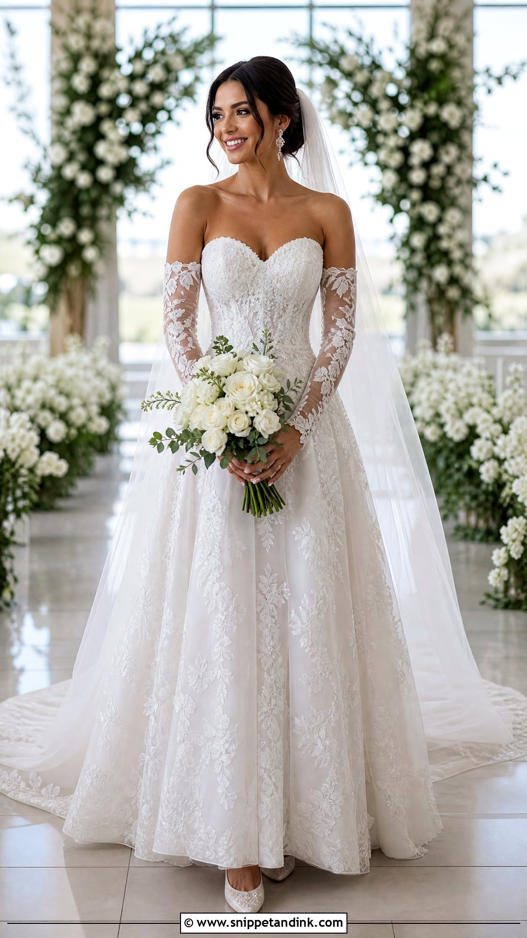 Detachable Sheer Sleeve Wedding Dress - Snippet and Ink - 20 Wedding Dress Sheer Sleeves